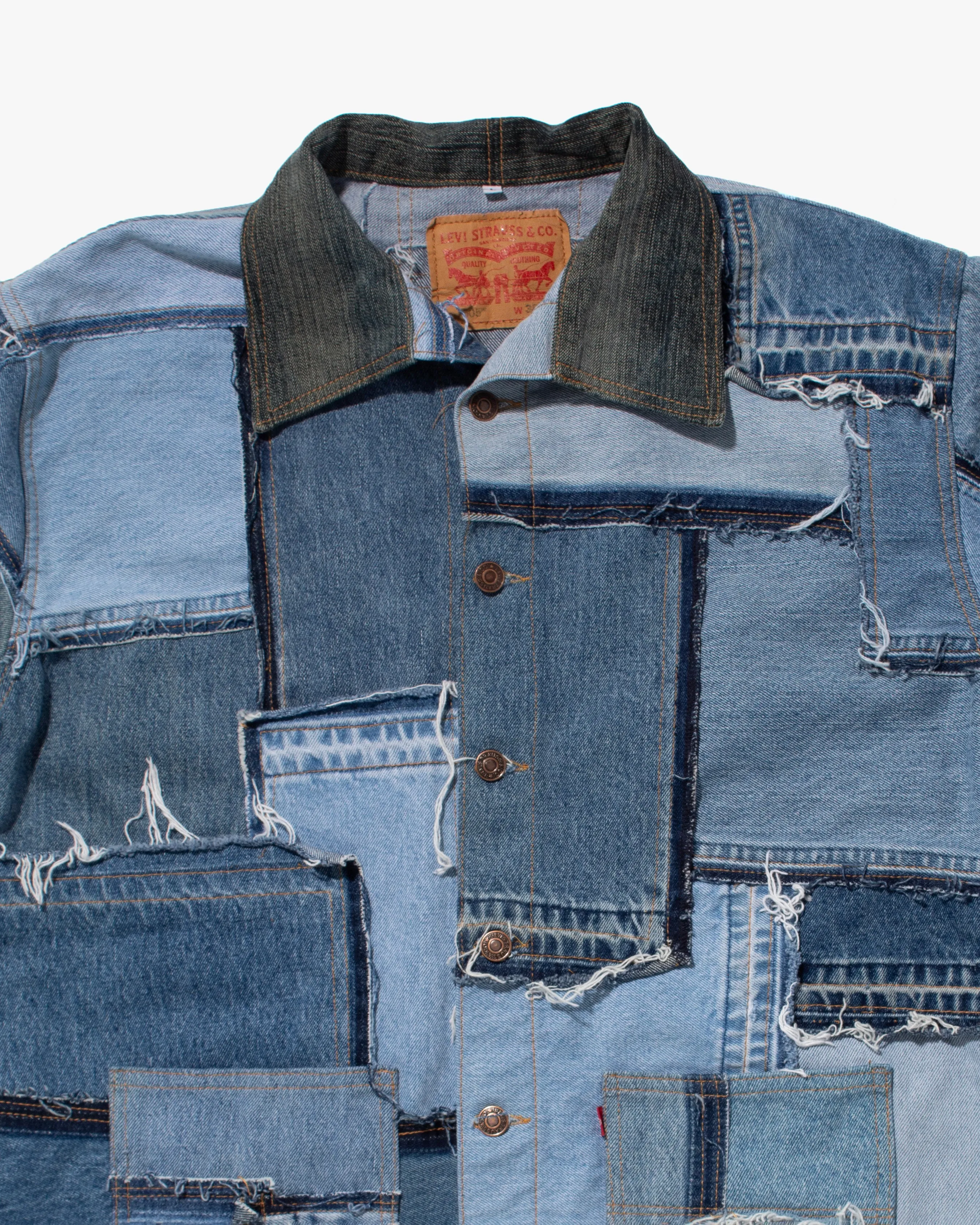 U.S. Vintage Patchwork Denim Jacket, Levi's, Medium Wash with Grey Collar - L sold by Kiriko product image thumbnail 5
