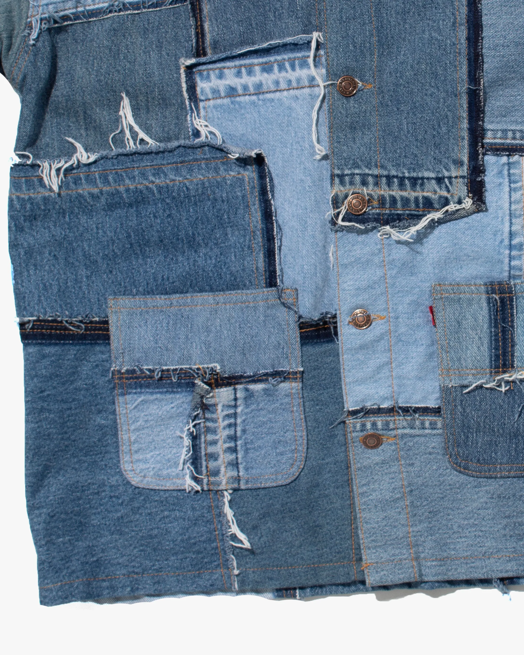 U.S. Vintage Patchwork Denim Jacket, Levi's, Medium Wash with Grey Collar - L sold by Kiriko product image thumbnail 4