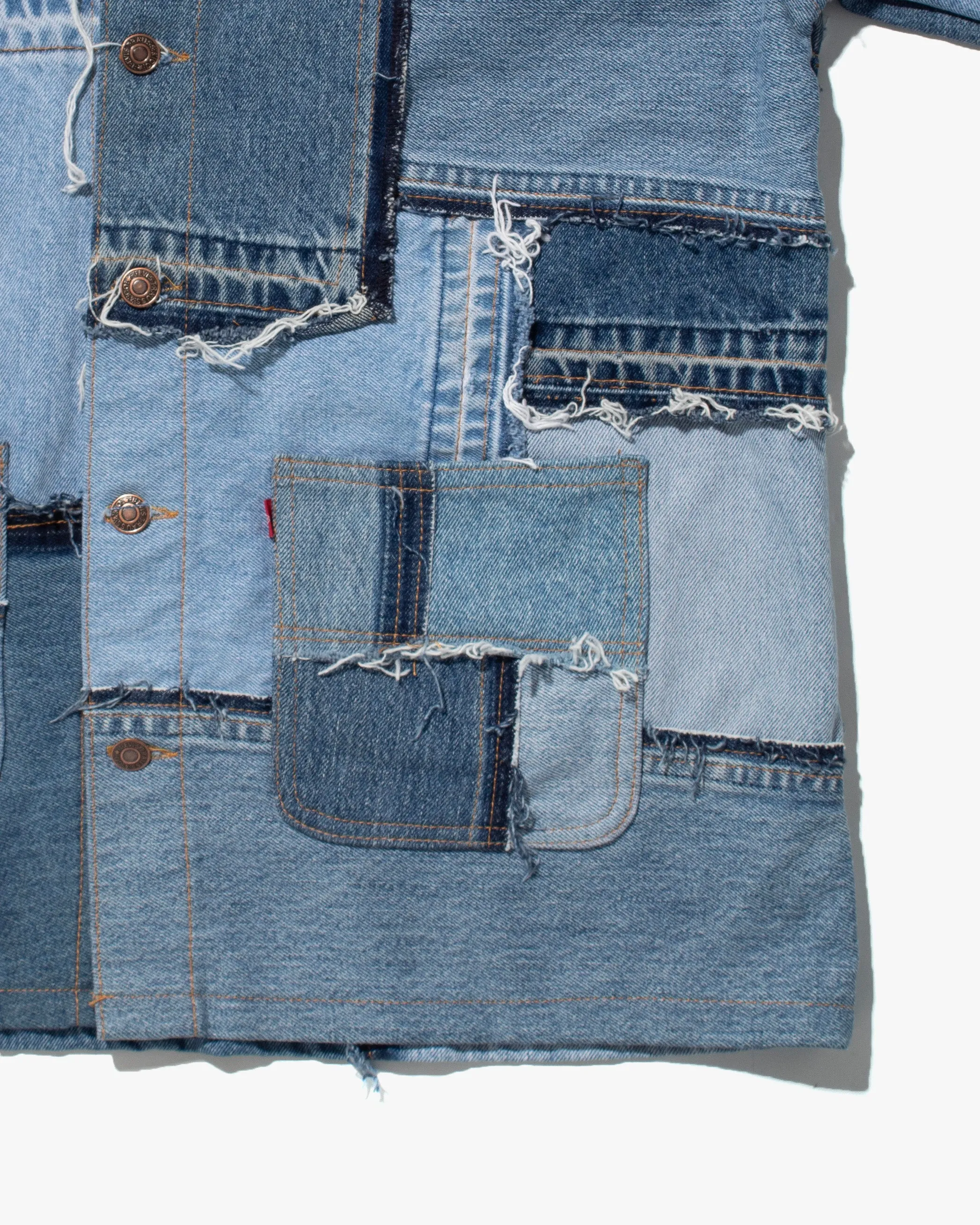 U.S. Vintage Patchwork Denim Jacket, Levi's, Medium Wash with Grey Collar - L sold by Kiriko product image thumbnail 3