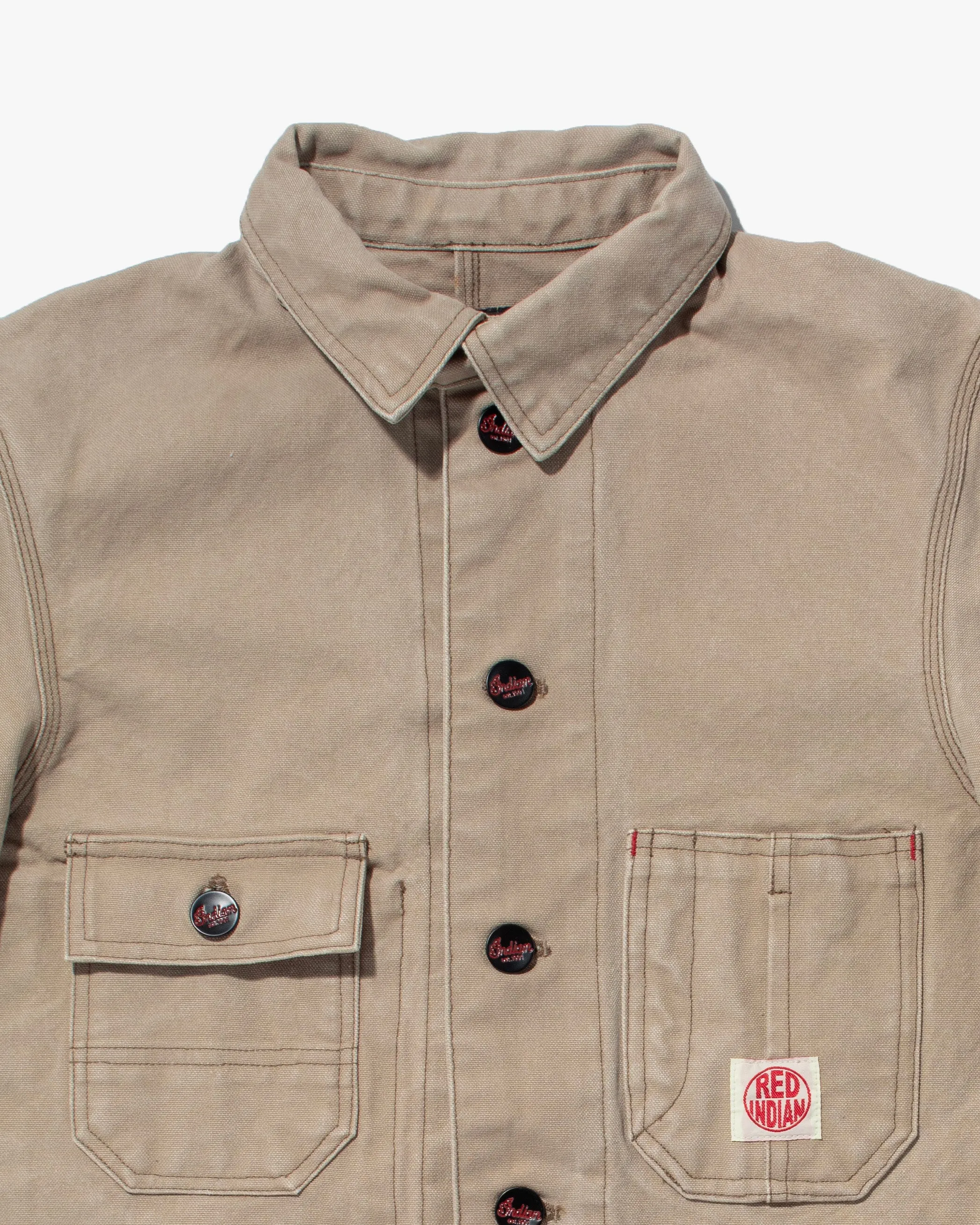 Japanese Repro Chore Coat, Indian Motorcycle Co., Tan with Red Accents - L sold by Kiriko product image thumbnail 4