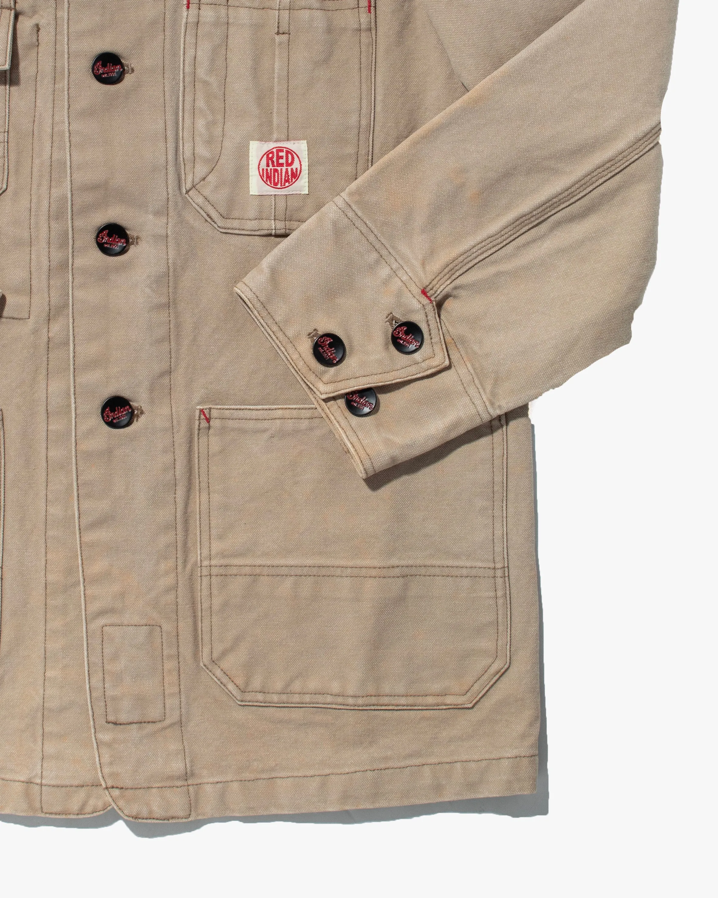 Japanese Repro Chore Coat, Indian Motorcycle Co., Tan with Red Accents - L sold by Kiriko product image thumbnail 3