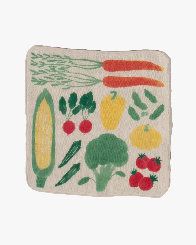 Japanese Handkerchief, Quadrupled Layered Gauze, Musubi Organic, Vegetable Multi sold by Kiriko