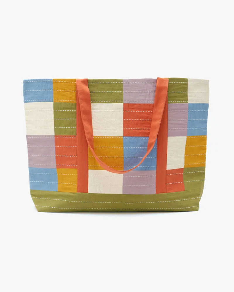 Anchal, Checkered Canvas Tote Bag sold by Kiriko product image thumbnail 4