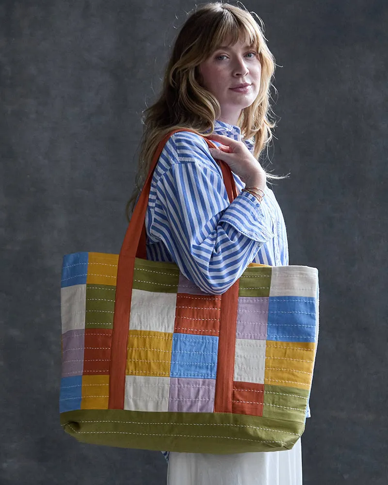 Anchal, Checkered Canvas Tote Bag sold by Kiriko product image thumbnail 2