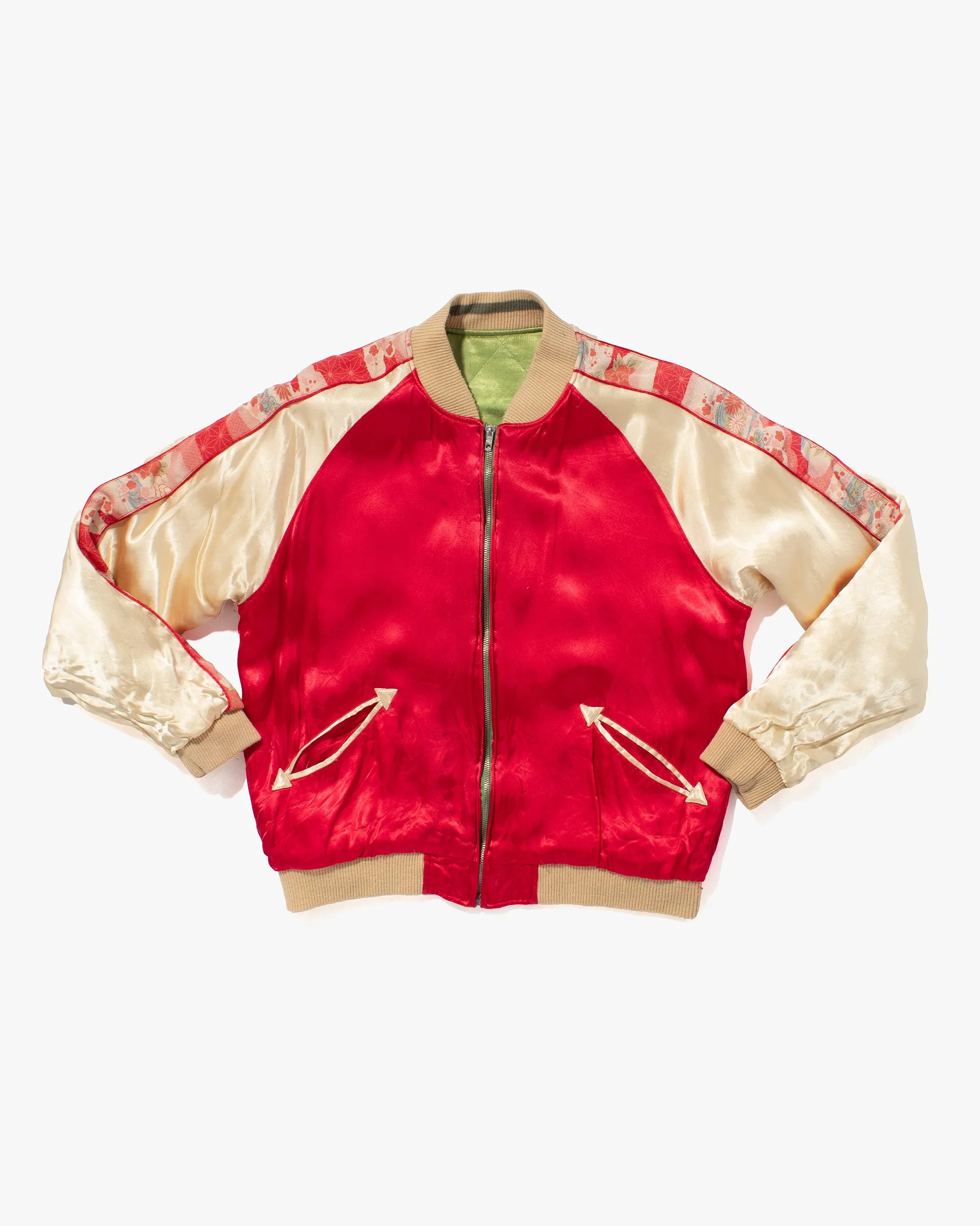 Japanese Repro Souvenir Jacket, Reversible, Green with Peacock and Tiger - M sold by Kiriko product image thumbnail 2