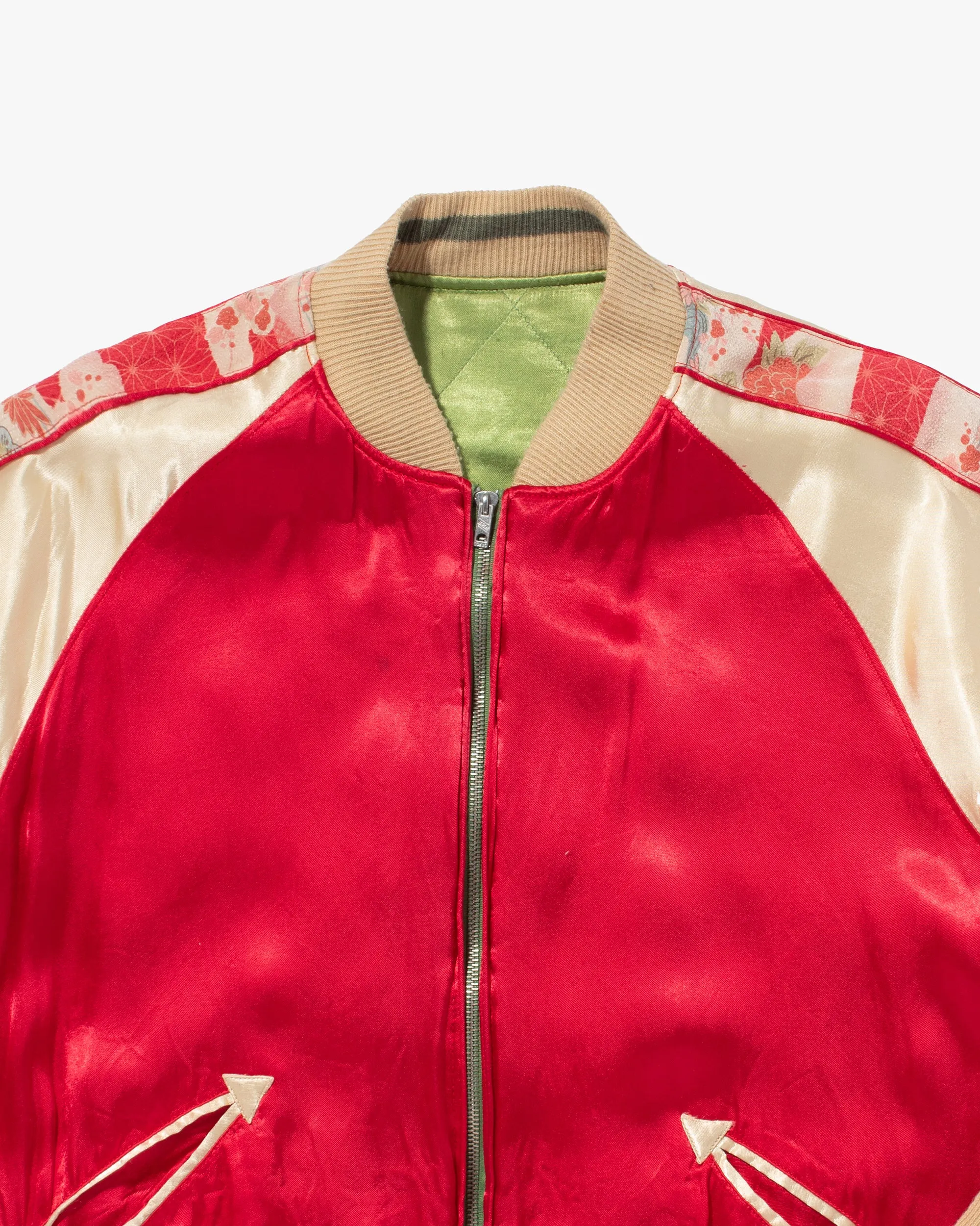 Japanese Repro Souvenir Jacket, Reversible, Green with Peacock and Tiger - M sold by Kiriko product image thumbnail 4