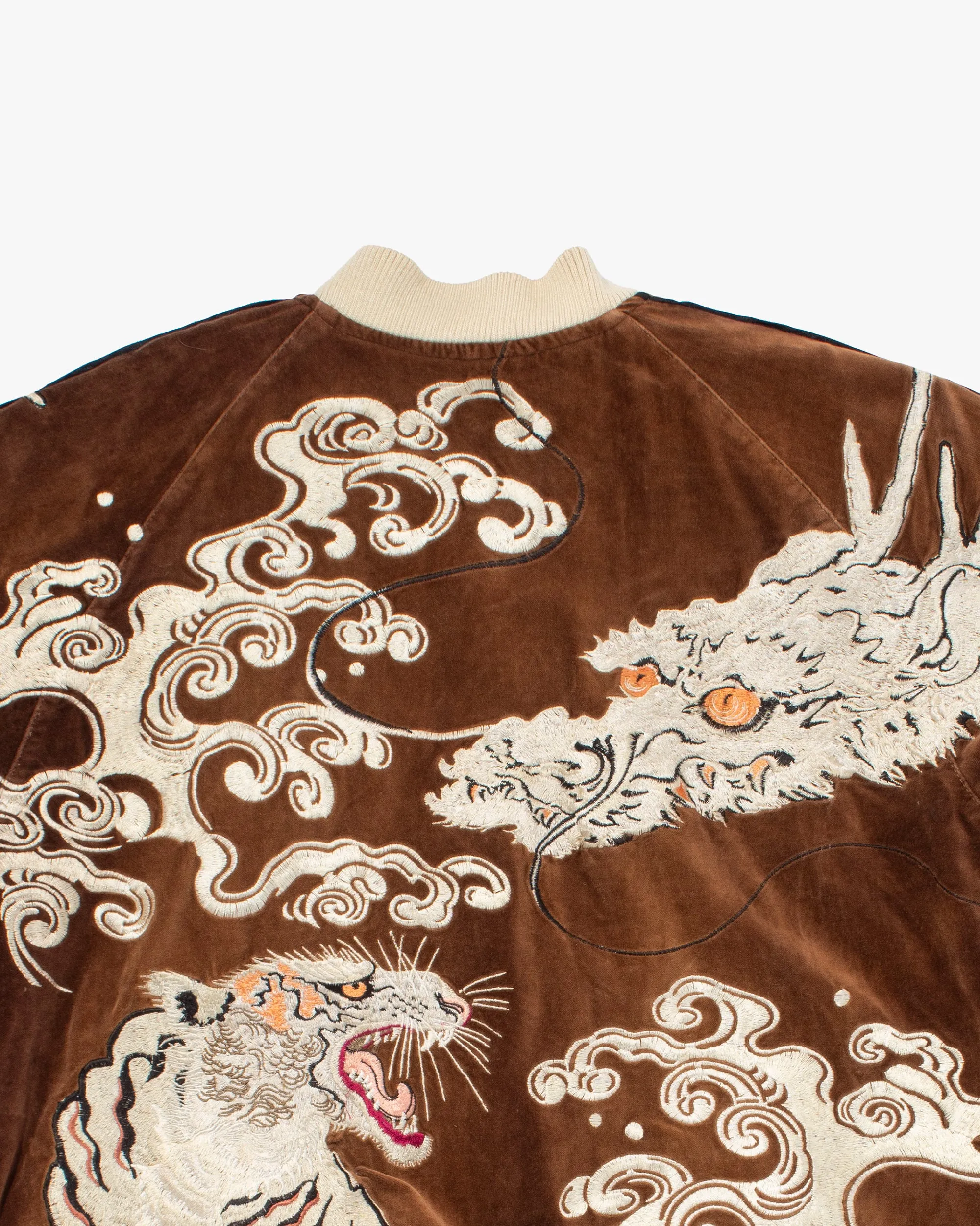 Japanese Repro Souvenir Jacket, Reversible, Brown Velour with Tiger and Dragon - M sold by Kiriko product image thumbnail 5