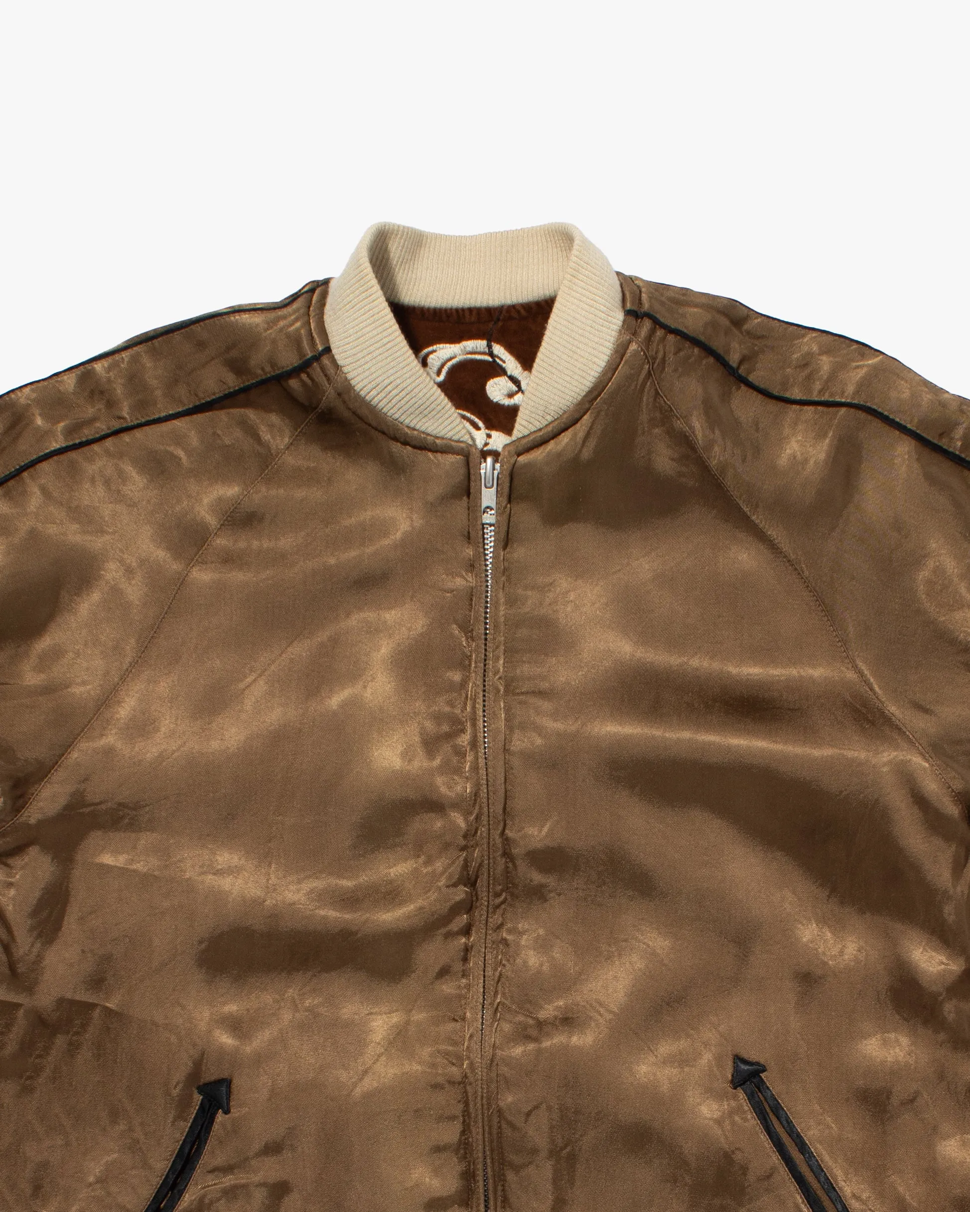 Japanese Repro Souvenir Jacket, Reversible, Brown Velour with Tiger and Dragon - M sold by Kiriko product image thumbnail 4