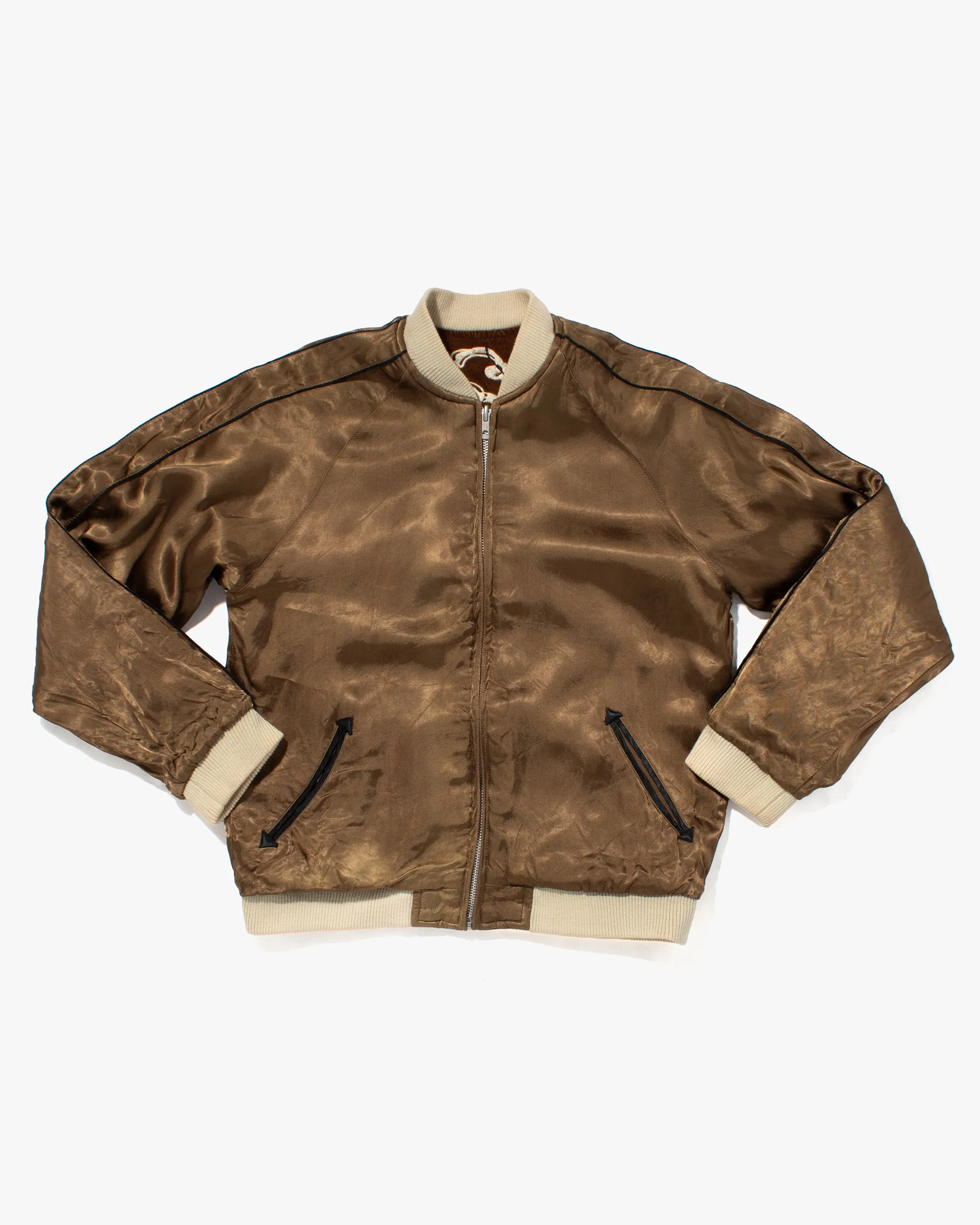 Japanese Repro Souvenir Jacket, Reversible, Brown Velour with Tiger and Dragon - M sold by Kiriko product image thumbnail 2