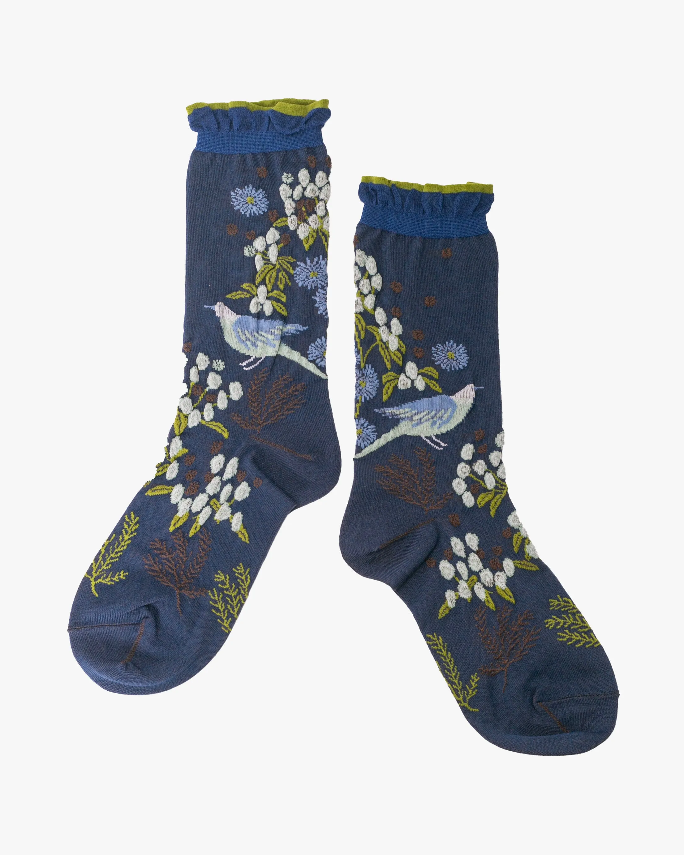 Debby Co. Crew Socks, Andeotte Collection, Lina Blue sold by Kiriko product image thumbnail 3