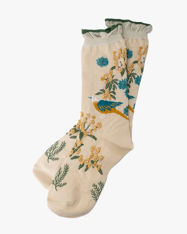 Debby Co. Crew Socks, Andeotte Collection, Lina Beige sold by Kiriko