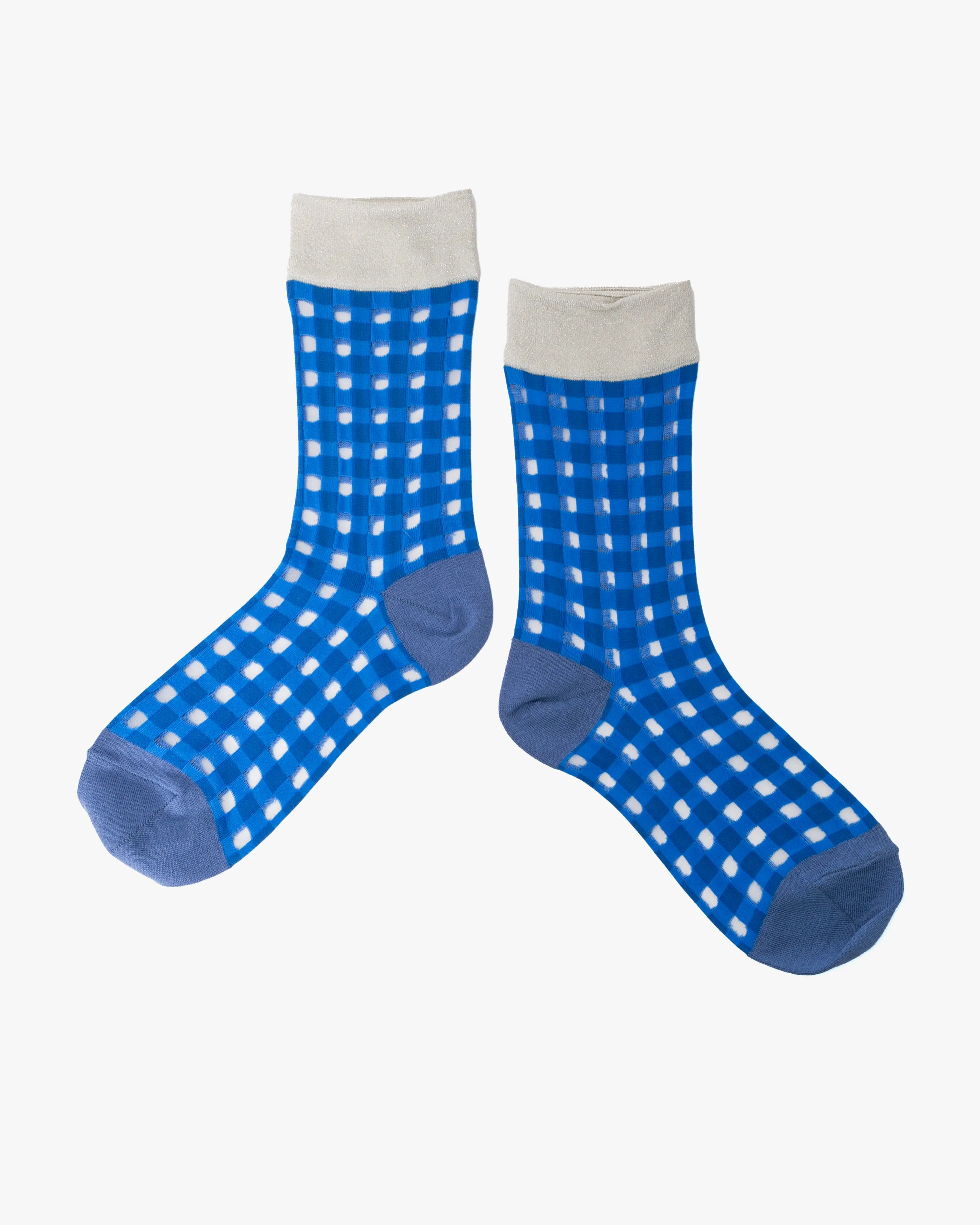 Debby Co. Crew Socks, Andeotte Collection, Gingham Blue sold by Kiriko product image thumbnail 3