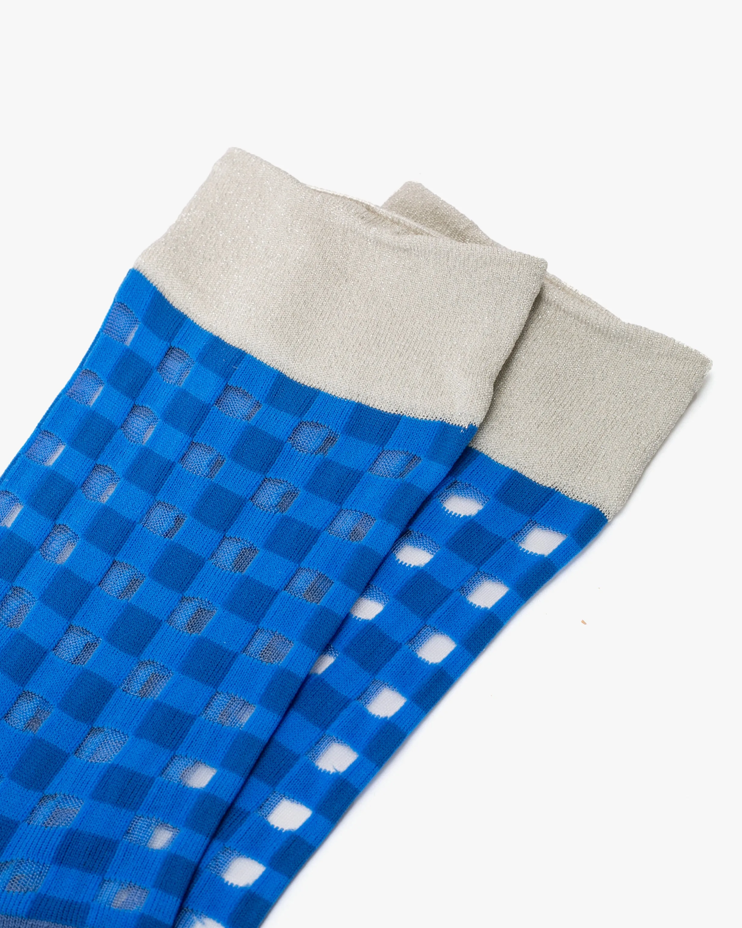 Debby Co. Crew Socks, Andeotte Collection, Gingham Blue sold by Kiriko product image thumbnail 2