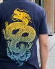 Kiriko Original Tee, 6 oz Cotton, Navy with Yellow Gradient Koi-Dragon sold by Kiriko