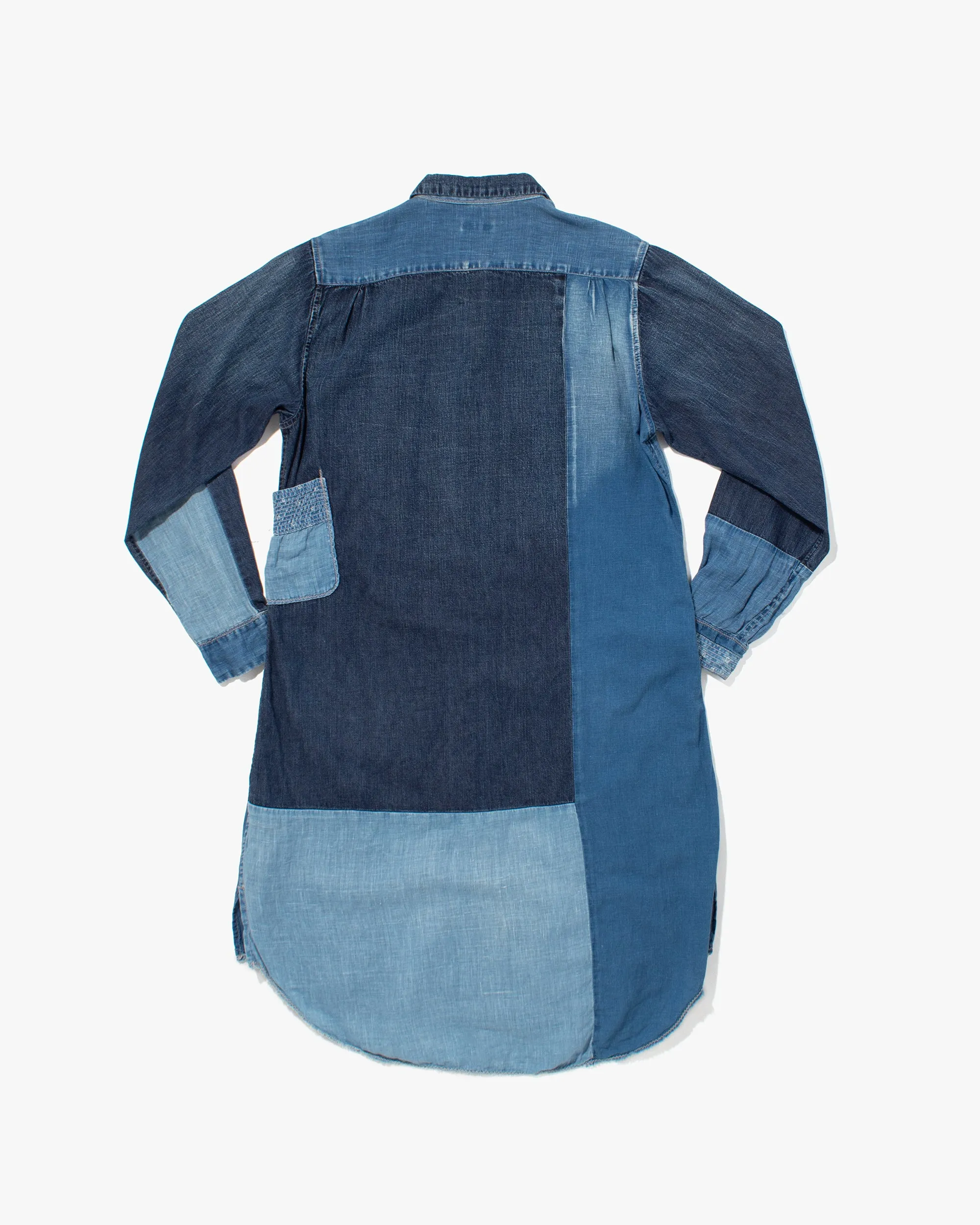 Japanese Repro Button Up Denim Dress, Kapital, Patchwork Denim - S sold by Kiriko product image thumbnail 3
