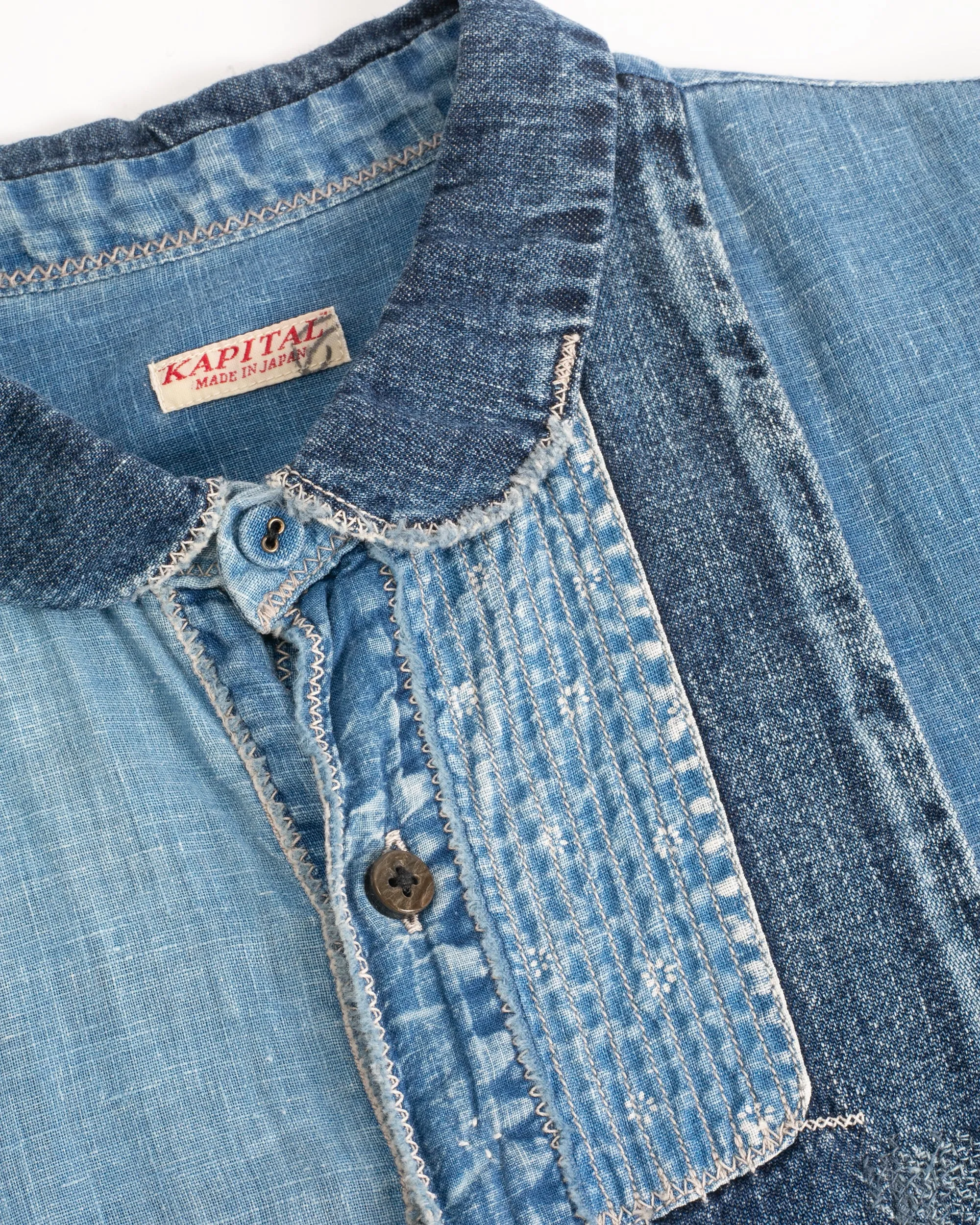 Japanese Repro Button Up Denim Dress, Kapital, Patchwork Denim - S sold by Kiriko product image thumbnail 5