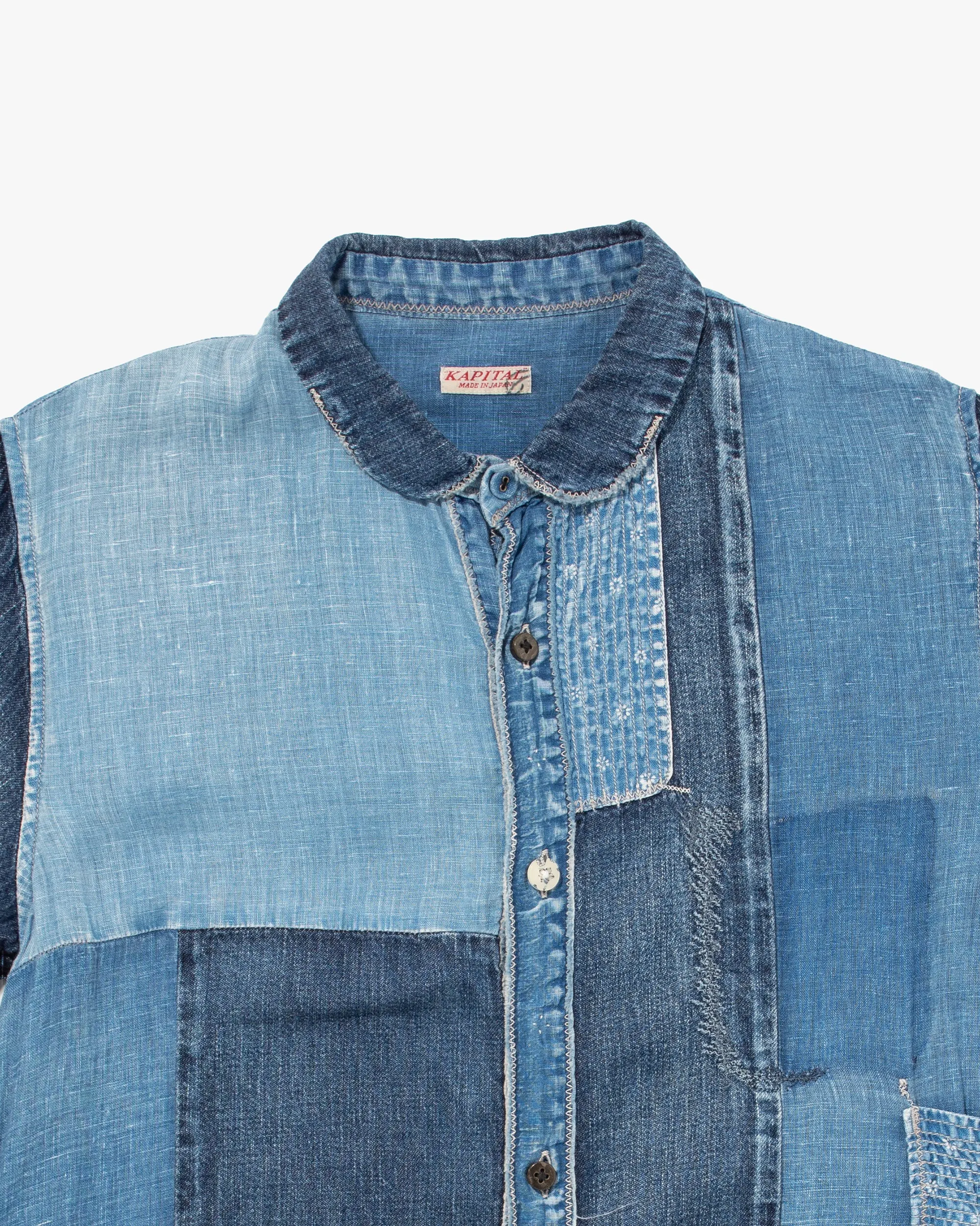 Japanese Repro Button Up Denim Dress, Kapital, Patchwork Denim - S sold by Kiriko product image thumbnail 2