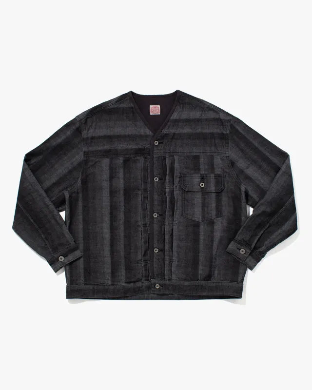 Japanese Repro Denim Jacket, Funset of Art, Striped Denim - M sold by Kiriko