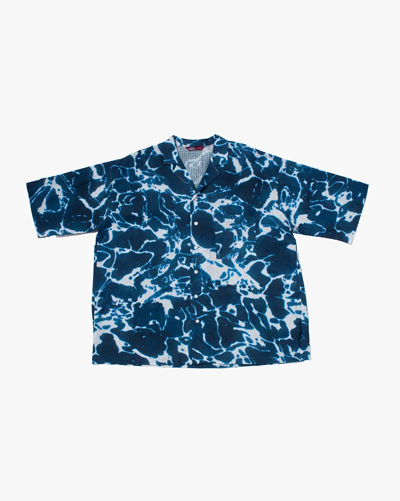 Wa-Modern, Short Sleeve Ripstop Button Up Shirt, Ruri sold by Kiriko