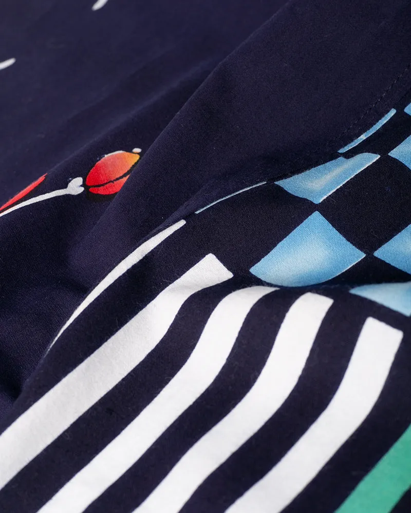 Kiriko Original Scarf, Split Yukata, Navy with Multicolor Ichimatsu, Take, and Flowers sold by Kiriko product image thumbnail 4