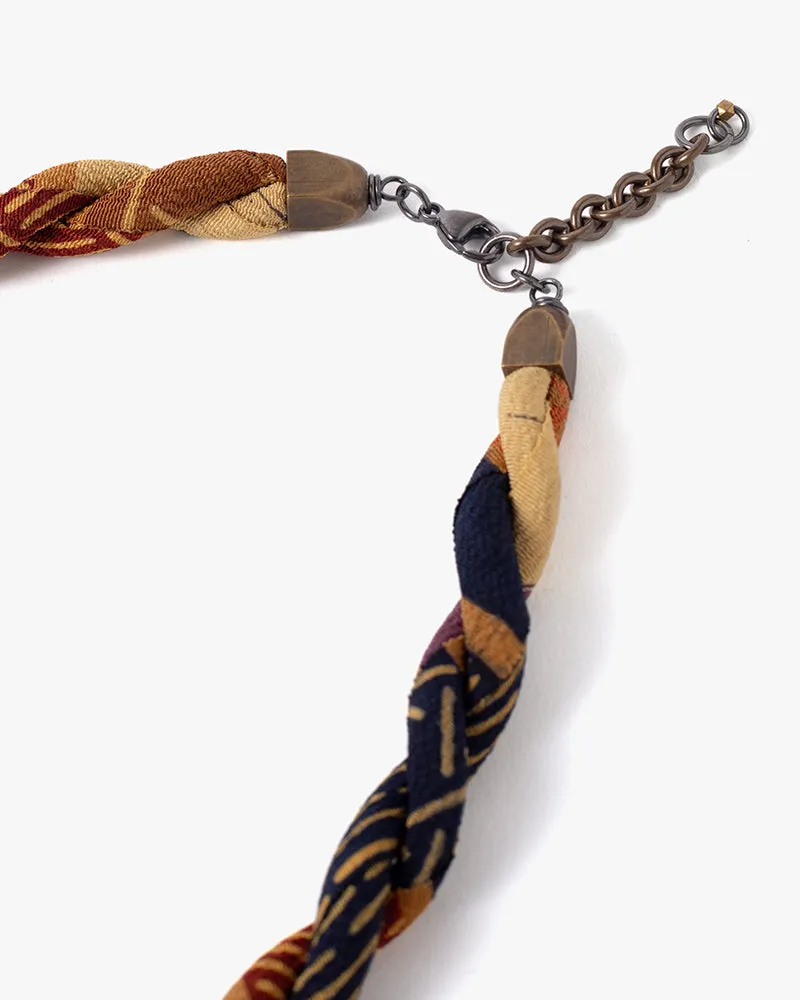 Boet x Kiriko Collar Necklace, Indigo with Gold Stripes and Burnt Orange sold by Kiriko product image thumbnail 4