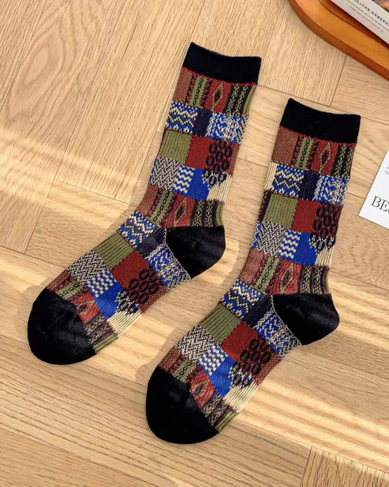 Tourtiwi, Retro Stitching Contrast, Mid-Calf Socks sold by Kiriko product image thumbnail 2