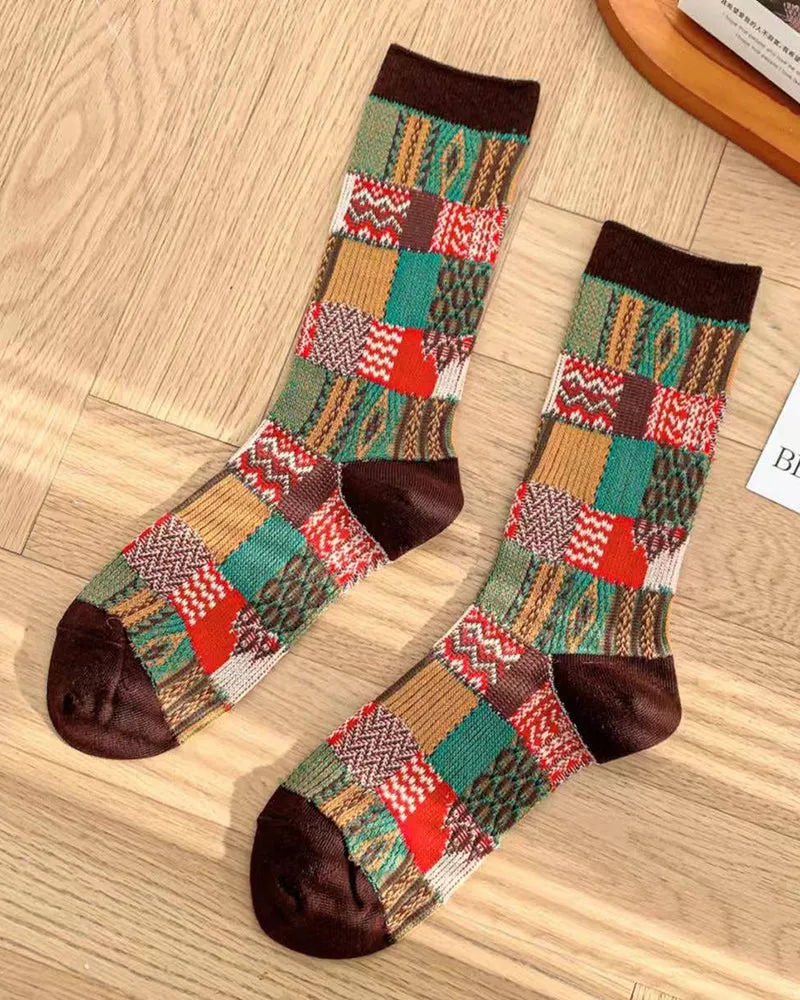 Tourtiwi, Retro Stitching Contrast, Mid-Calf Socks sold by Kiriko product image thumbnail 3