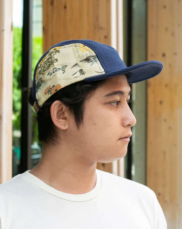 Kiriko Original Cap, 5-Panel, Sashi-Ori & Maru-Obi, Blue with Cream Obi sold by Kiriko