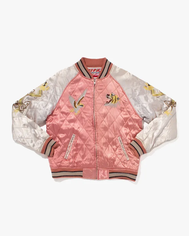 Japanese Repro Souvenir Jacket, Pink with Dragon - M sold by Kiriko