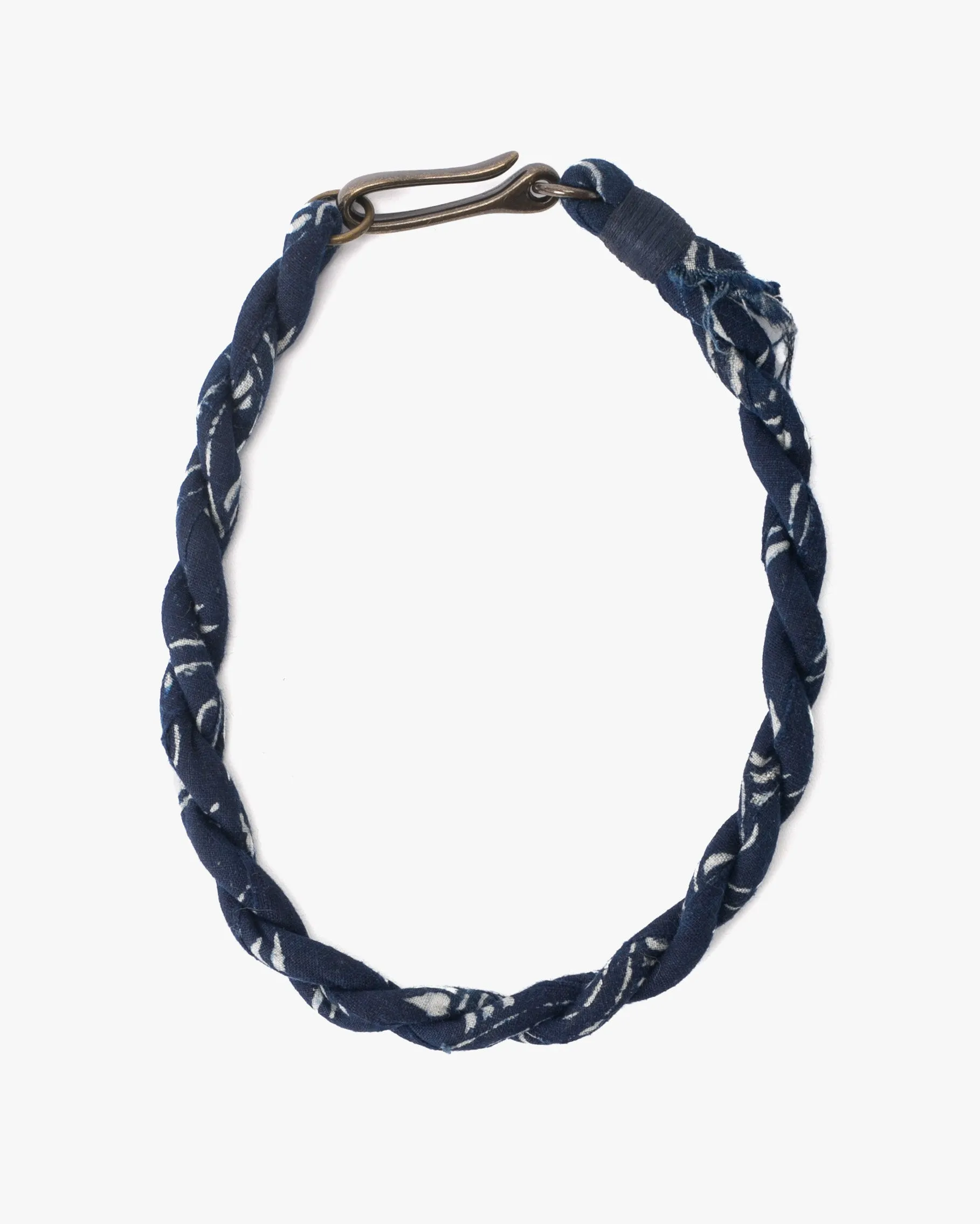 Boet x Kiriko Collar Necklace, Hook Collar, Boro, Indigo with White Katazome sold by Kiriko