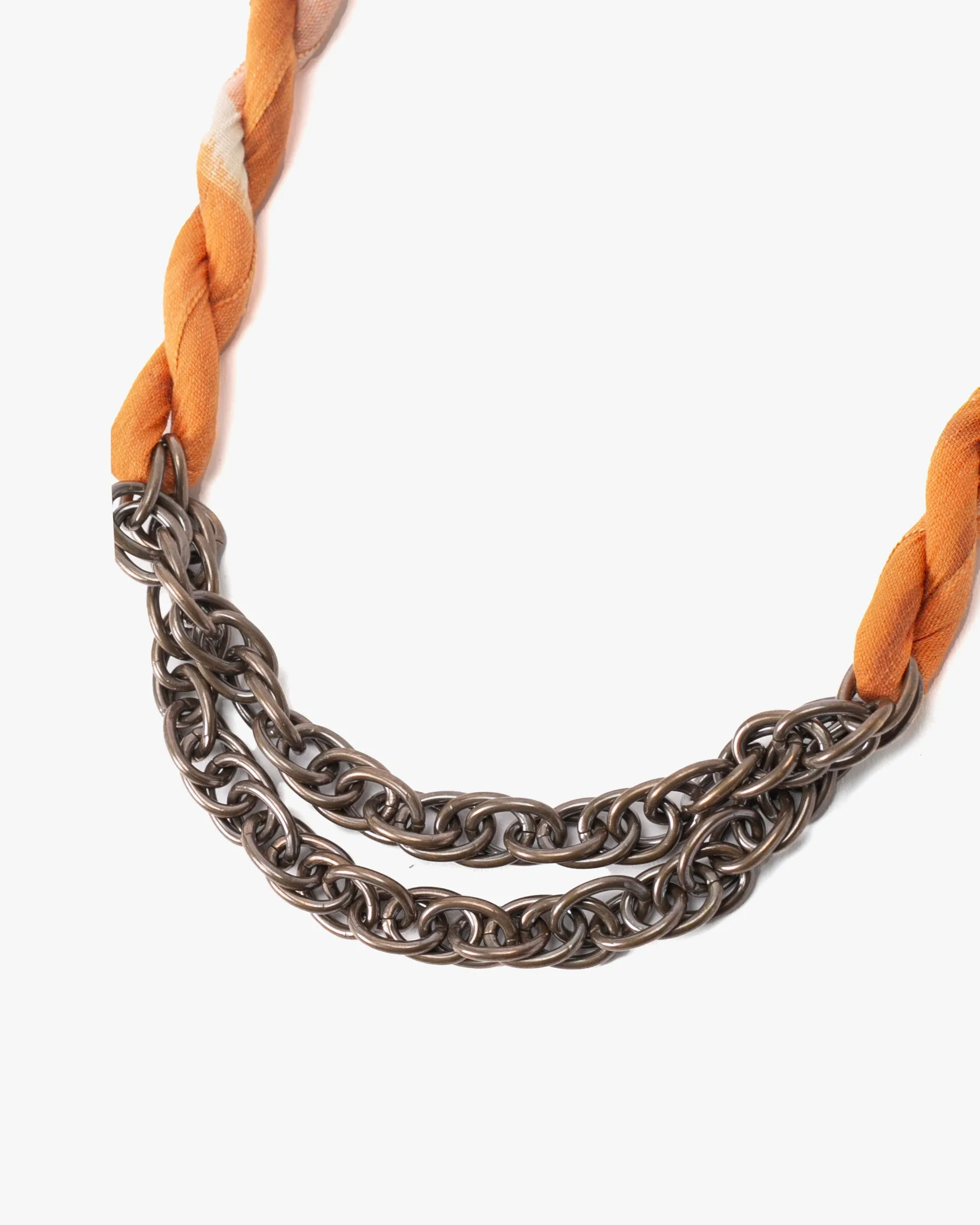 Boet x Kiriko Collar Necklace, Silk Kimono, Orange and Grey sold by Kiriko product image thumbnail 2