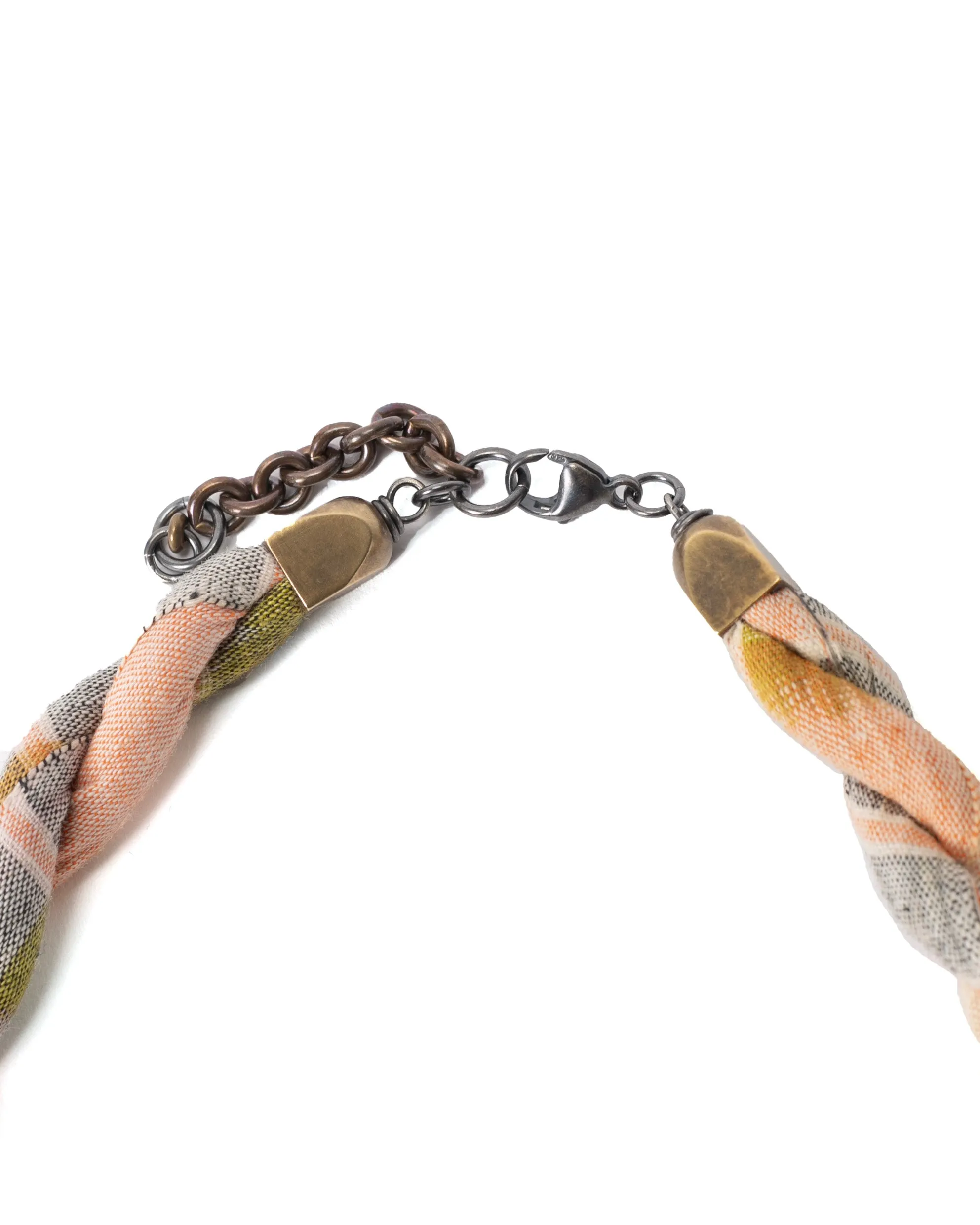 Boet x Kiriko Collar Necklace, Silk Kimono, Orange and Grey sold by Kiriko product image thumbnail 4