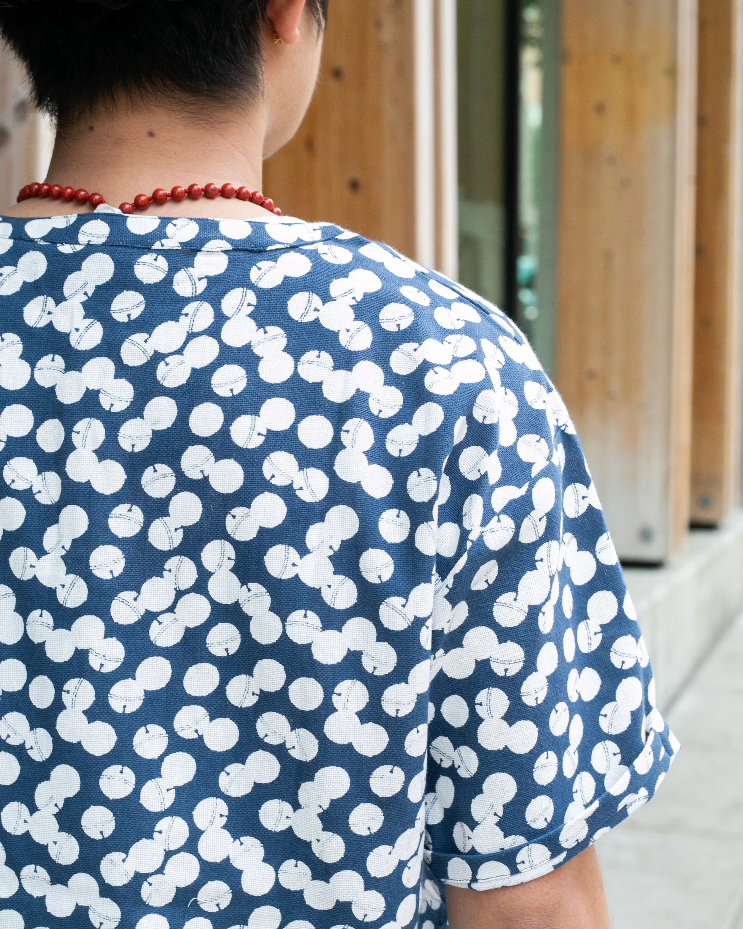 Wa-Modern, Short Sleeve Button Up Tunic, Blue sold by Kiriko product image thumbnail 2