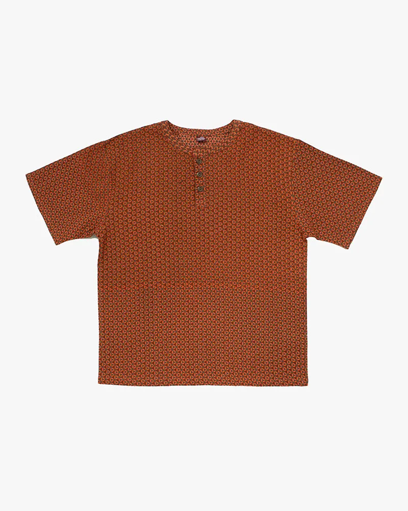 Wa-Modern, Short Sleeve Button Up Tunic, Orange sold by Kiriko