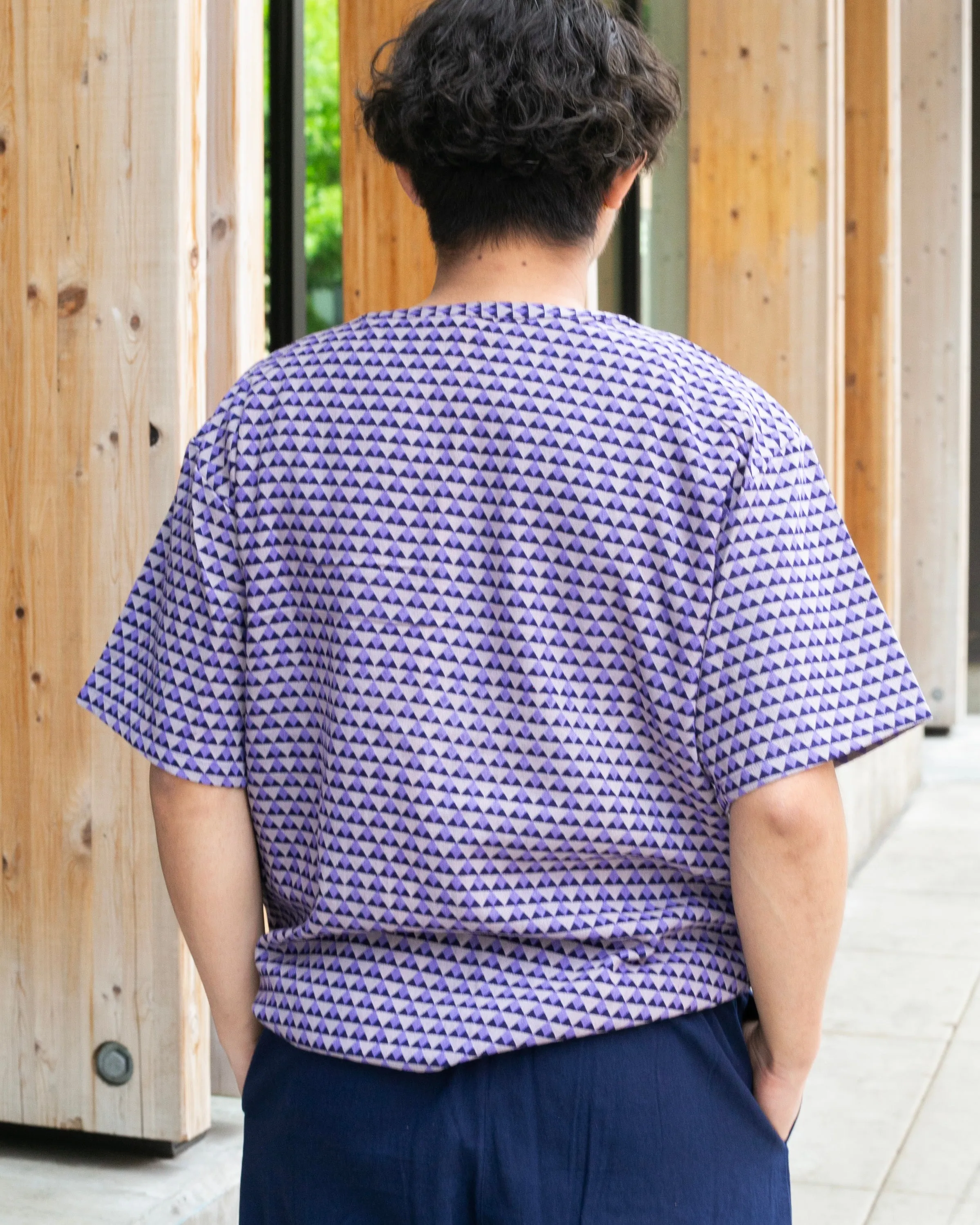 Wa-Modern, Short Sleeve Button Up Tunic, Purple sold by Kiriko product image thumbnail 3