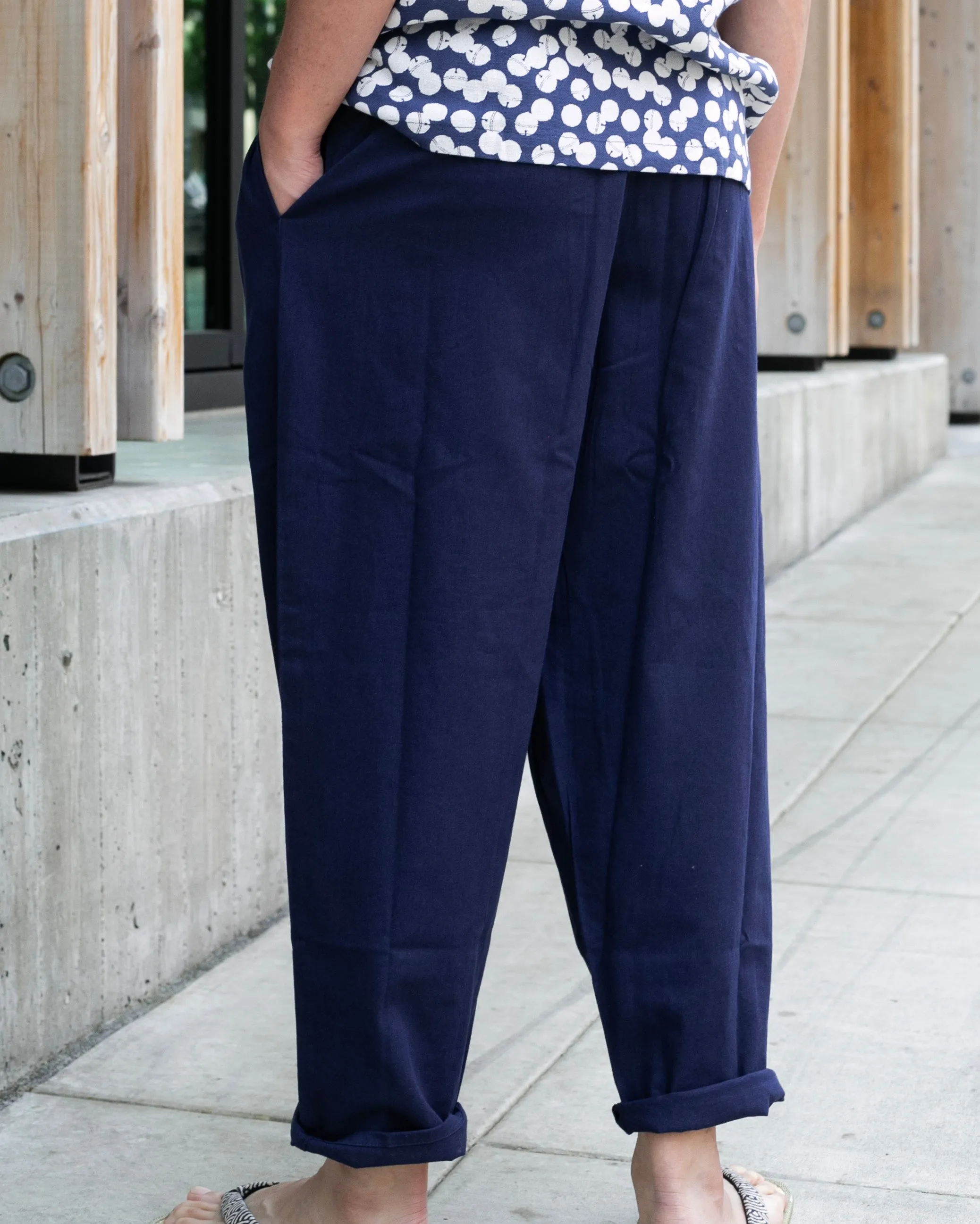 Wa-Modern, Drawstring Pants, Navy sold by Kiriko product image thumbnail 3