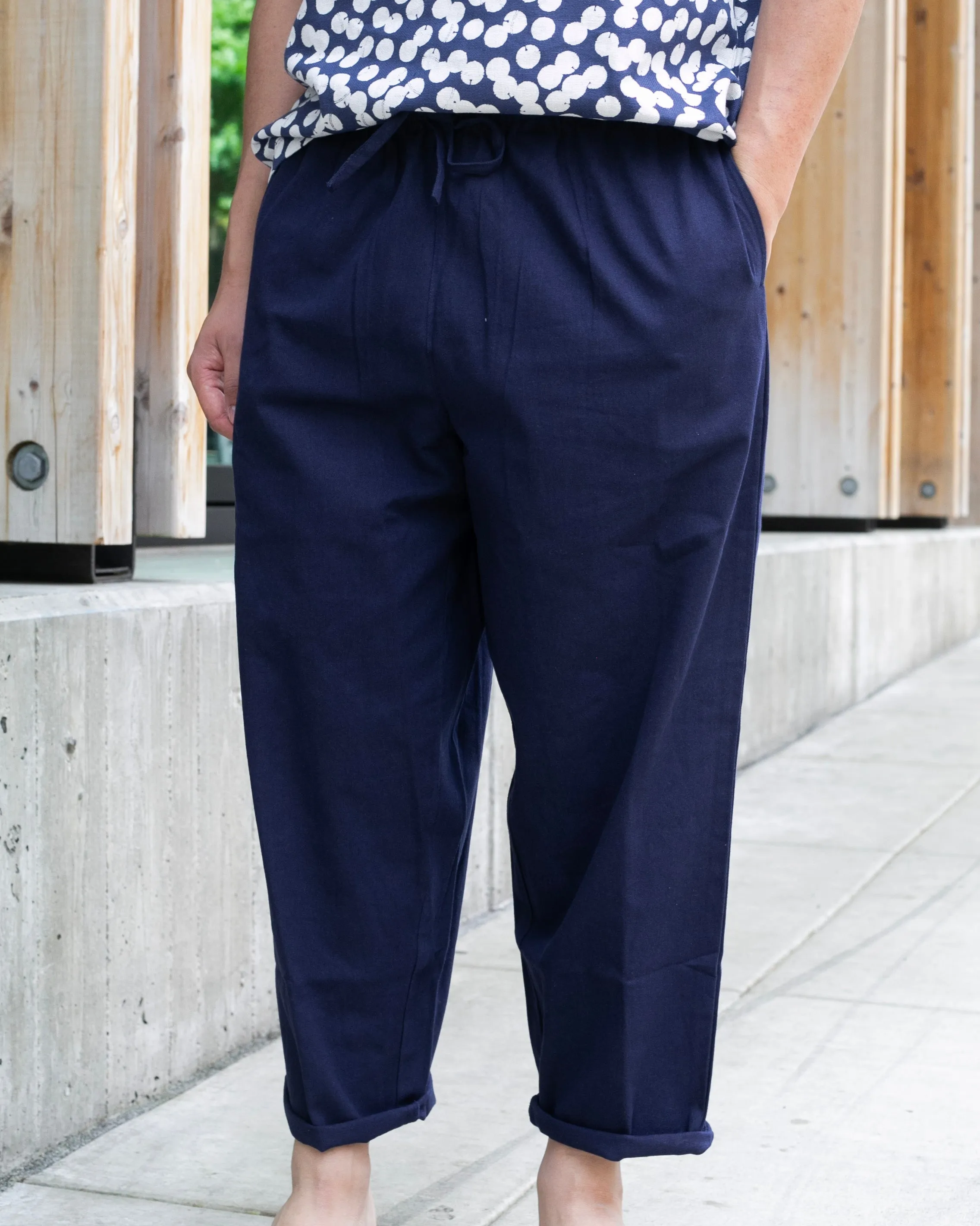 Wa-Modern, Drawstring Pants, Navy sold by Kiriko