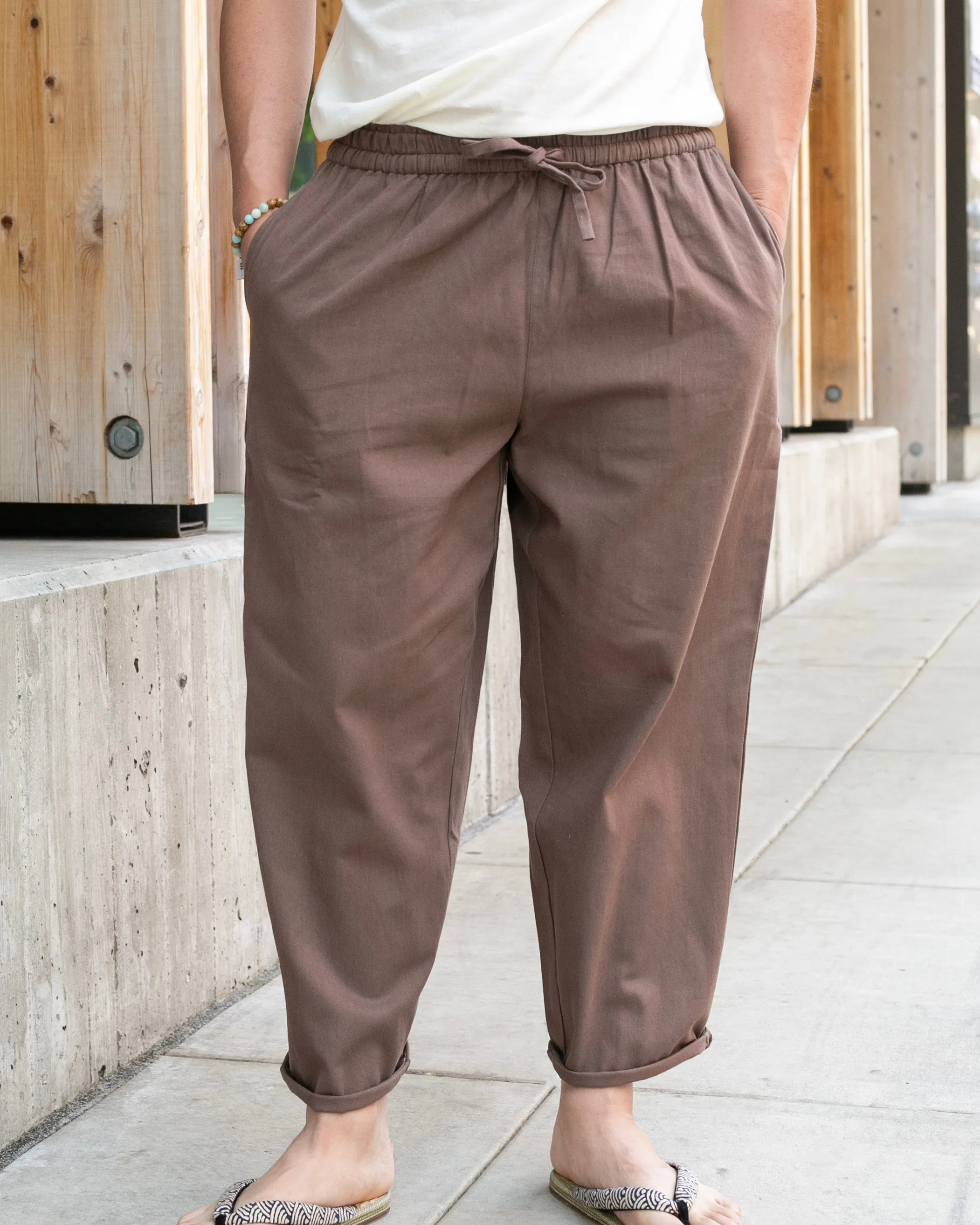 Wa-Modern, Drawstring Pants, Brown sold by Kiriko