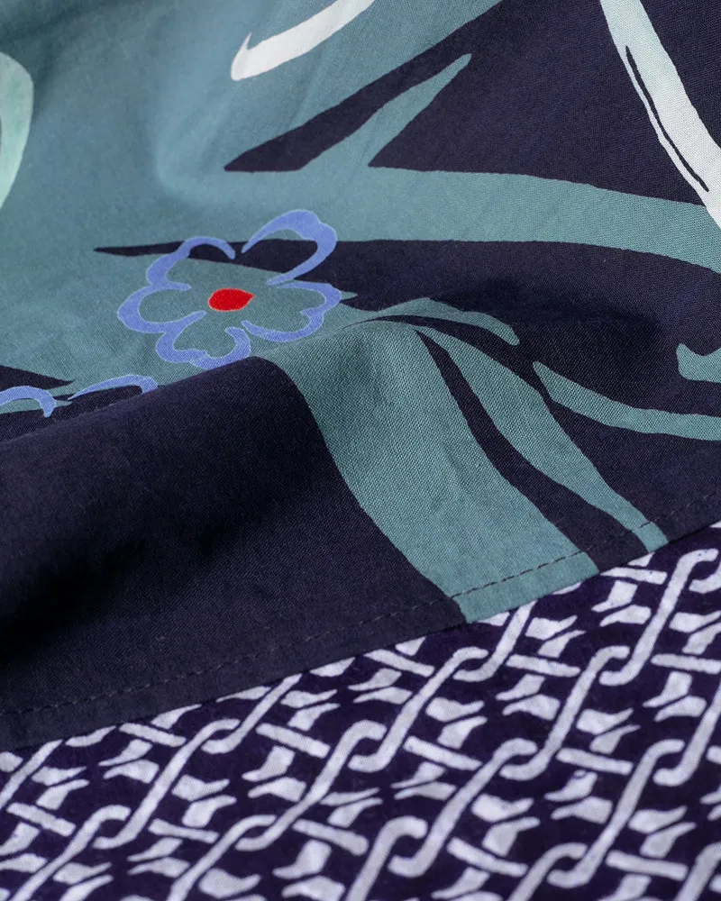 Kiriko Original Scarf, Split Yukata, Navy Shima and Purple Flowers sold by Kiriko product image thumbnail 4