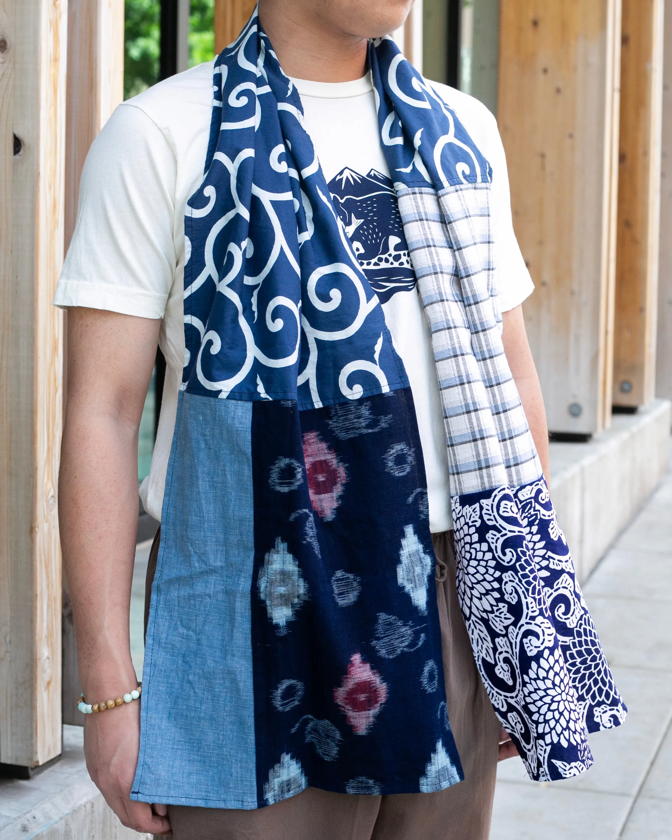 Kiriko Original Scarf, Patched Boro, Indigo, 26 sold by Kiriko