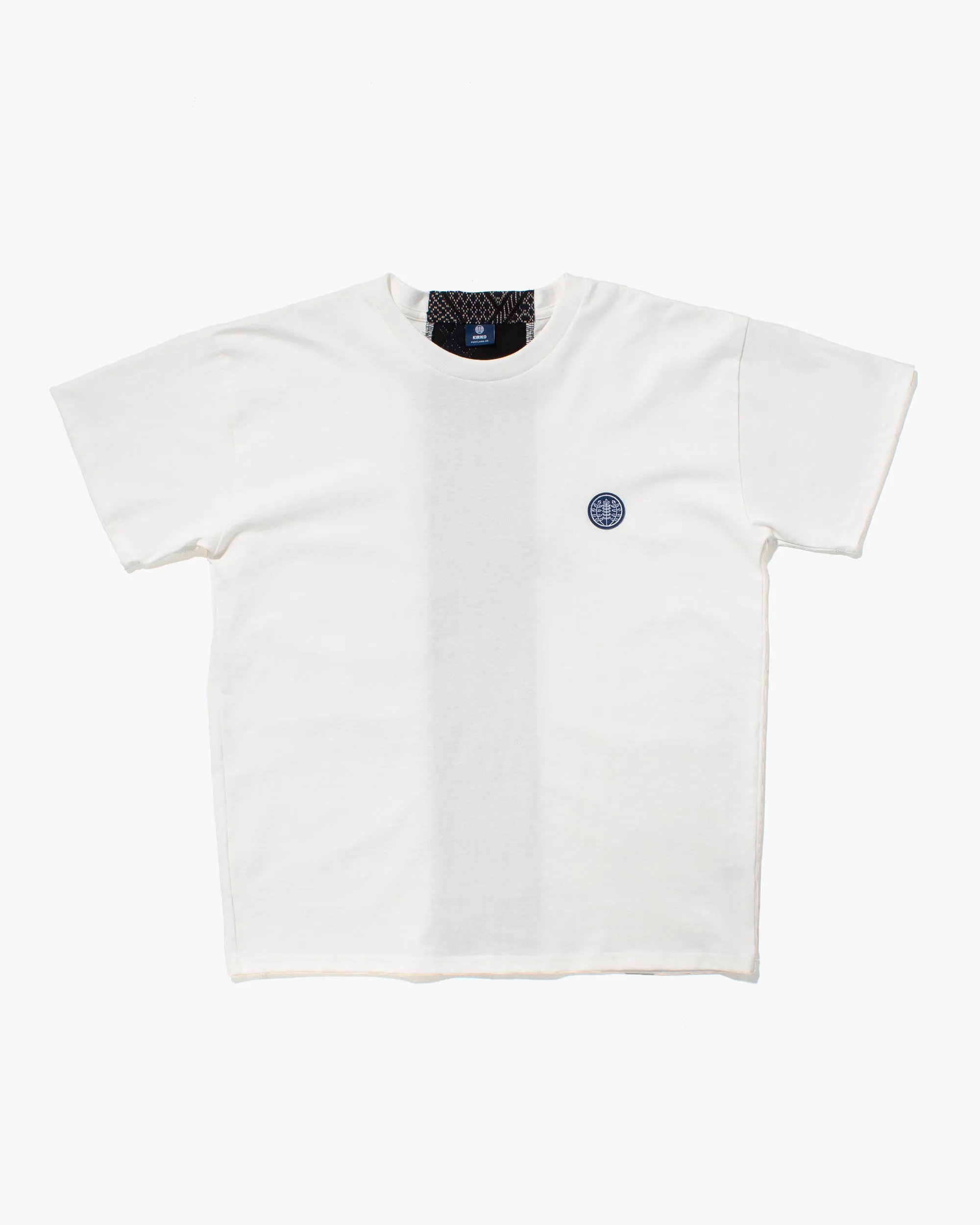 Kiriko Original Tee, 8 oz Cotton, White with Navy Jacquard Weave Inlay sold by Kiriko