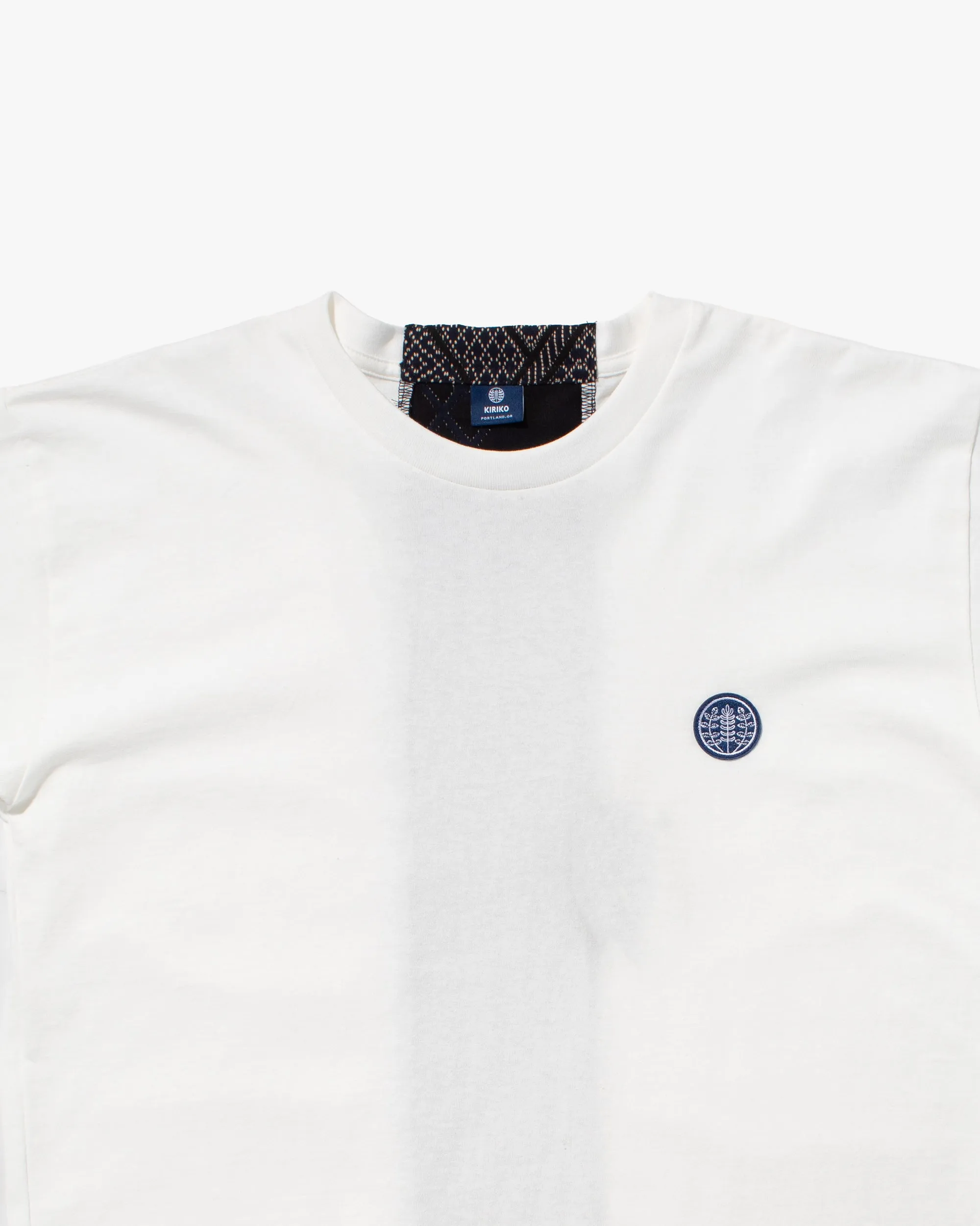 Kiriko Original Tee, 8 oz Cotton, White with Navy Jacquard Weave Inlay sold by Kiriko product image thumbnail 3