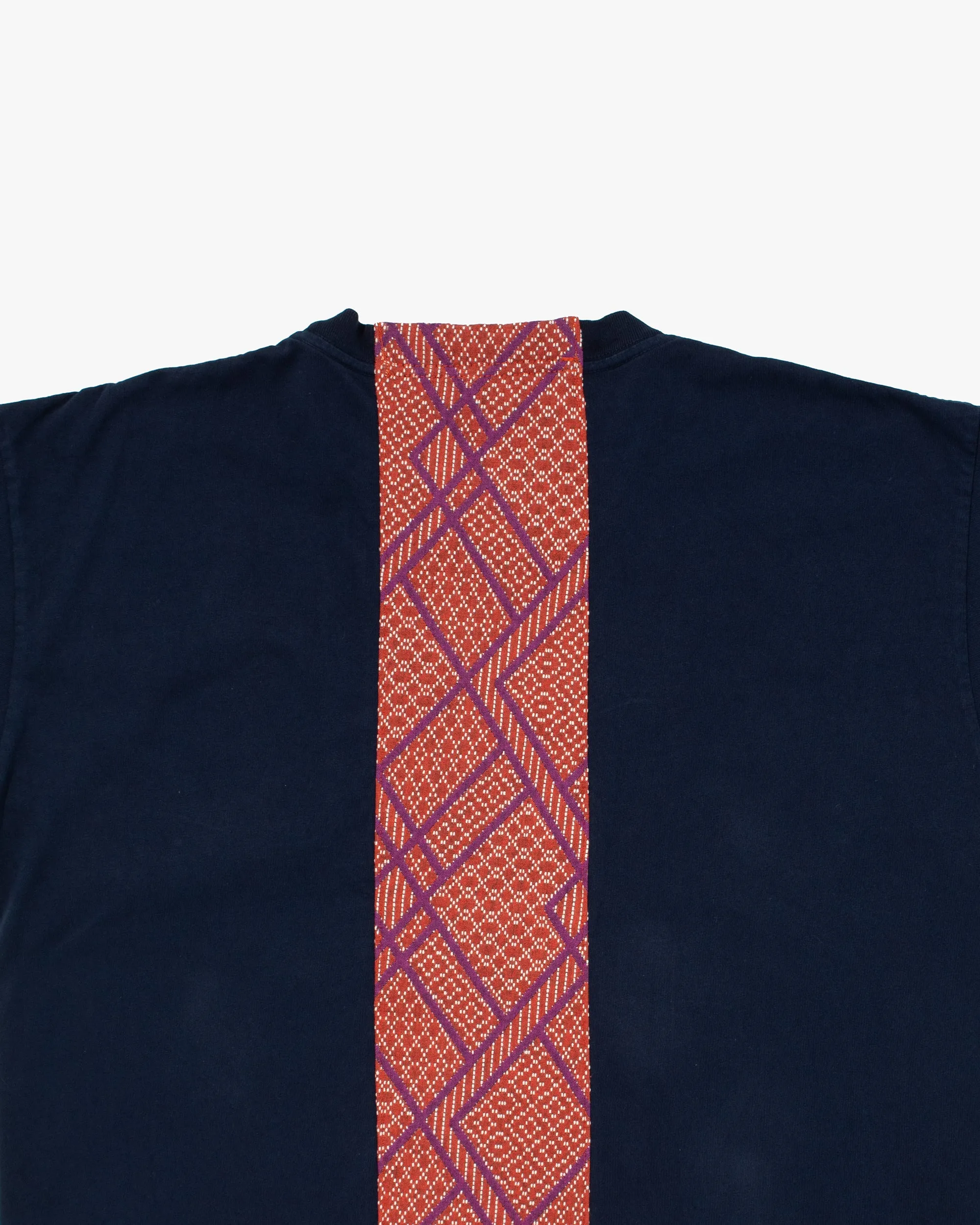 Kiriko Original Tee, 8 oz Cotton, Navy with Pink Jacquard Weave Inlay sold by Kiriko product image thumbnail 4