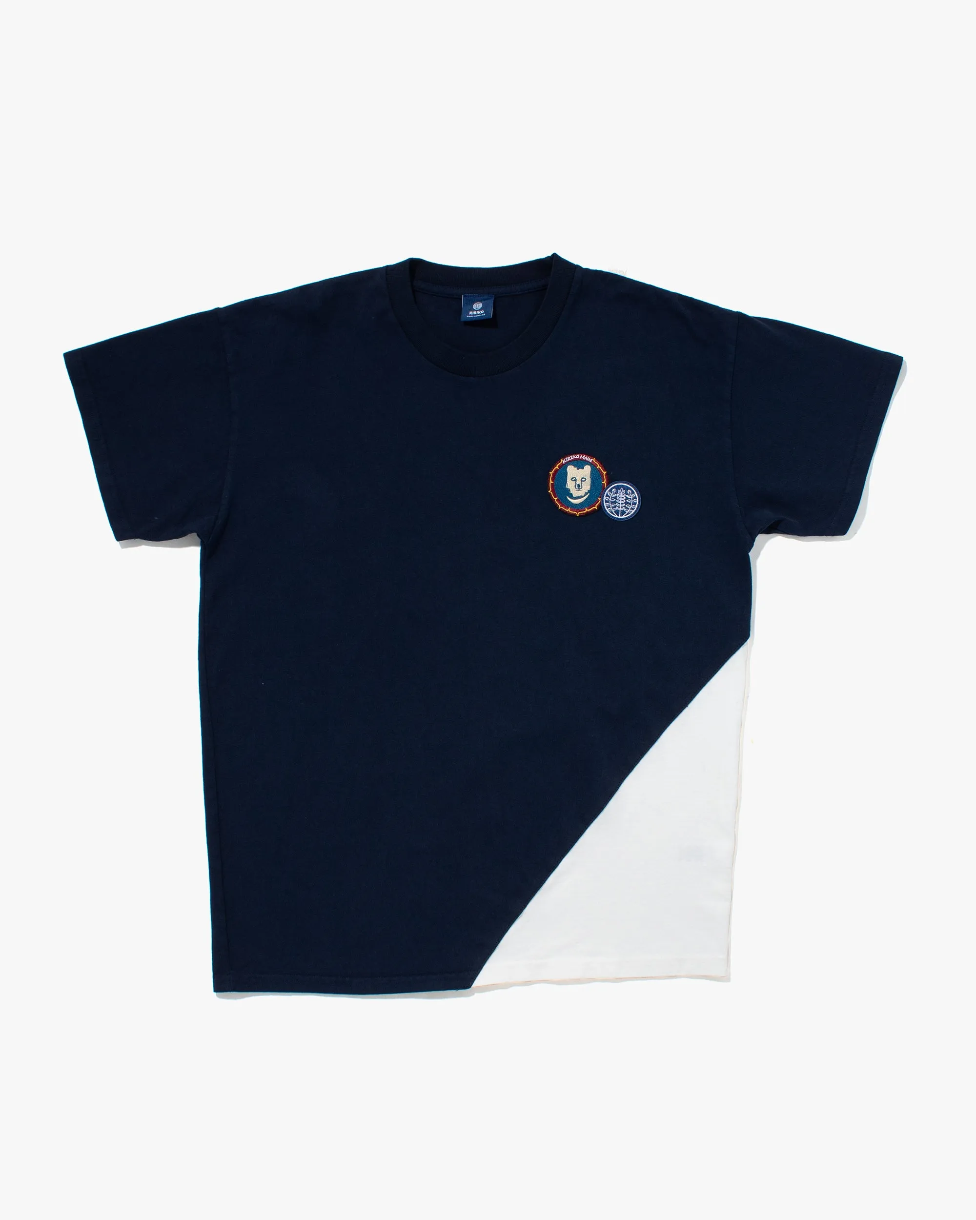 Kiriko Original Tee, 8 oz Cotton, Two Tone Tee with Two Patches, Navy with White sold by Kiriko