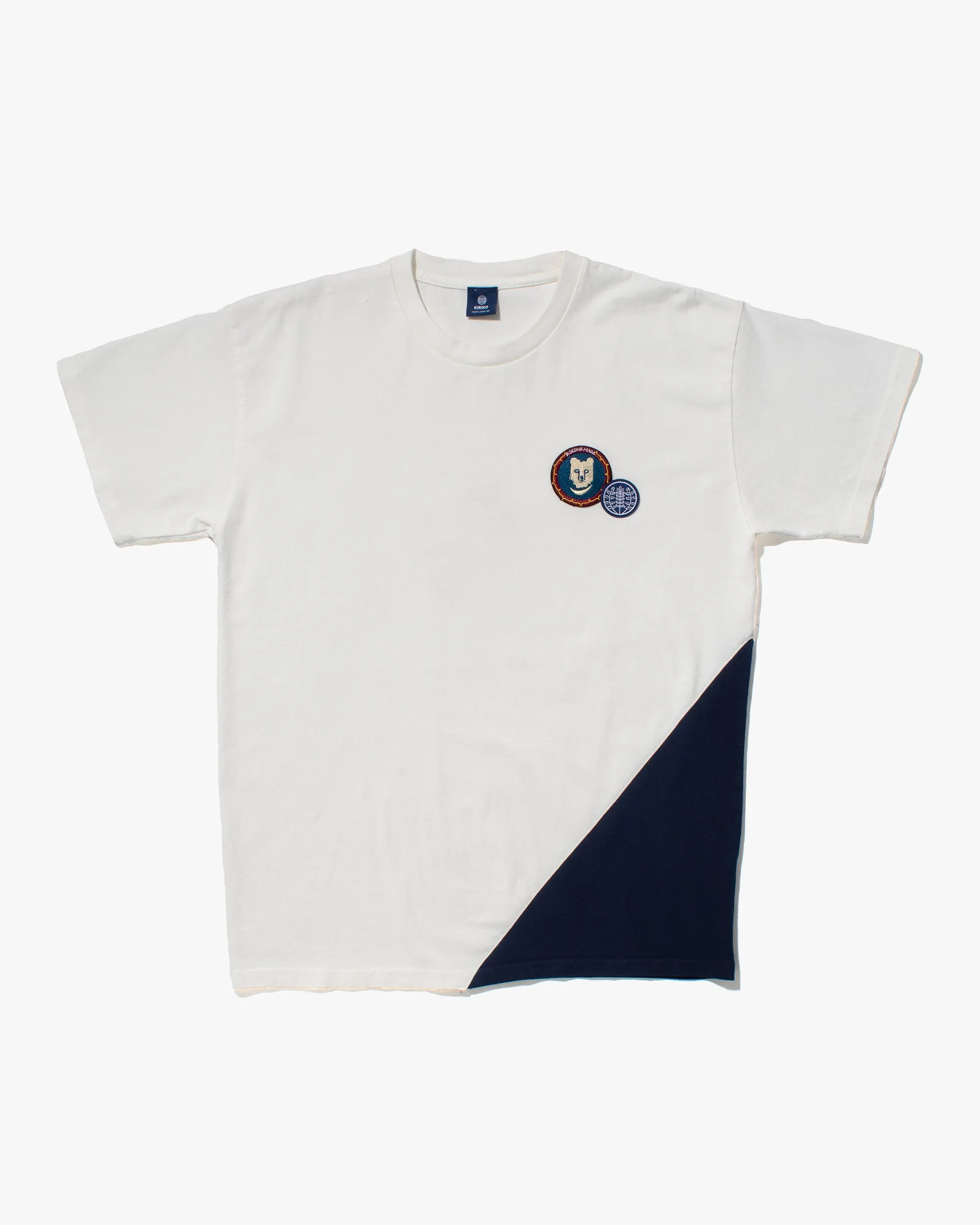Kiriko Original Tee, 8 oz Cotton, Two Tone Tee with Two patches, White with Navy sold by Kiriko