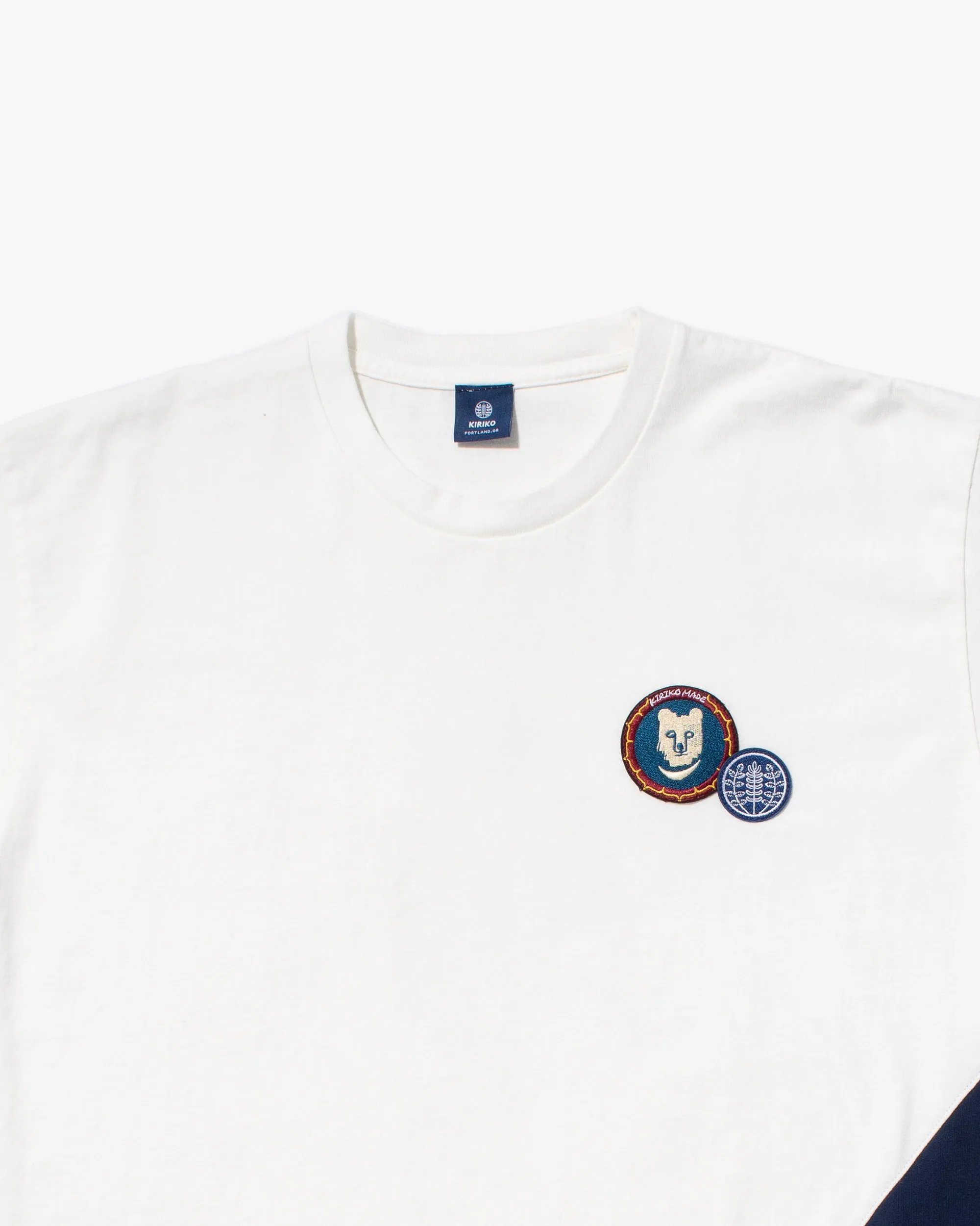 Kiriko Original Tee, 8 oz Cotton, Two Tone Tee with Two patches, White with Navy sold by Kiriko product image thumbnail 2