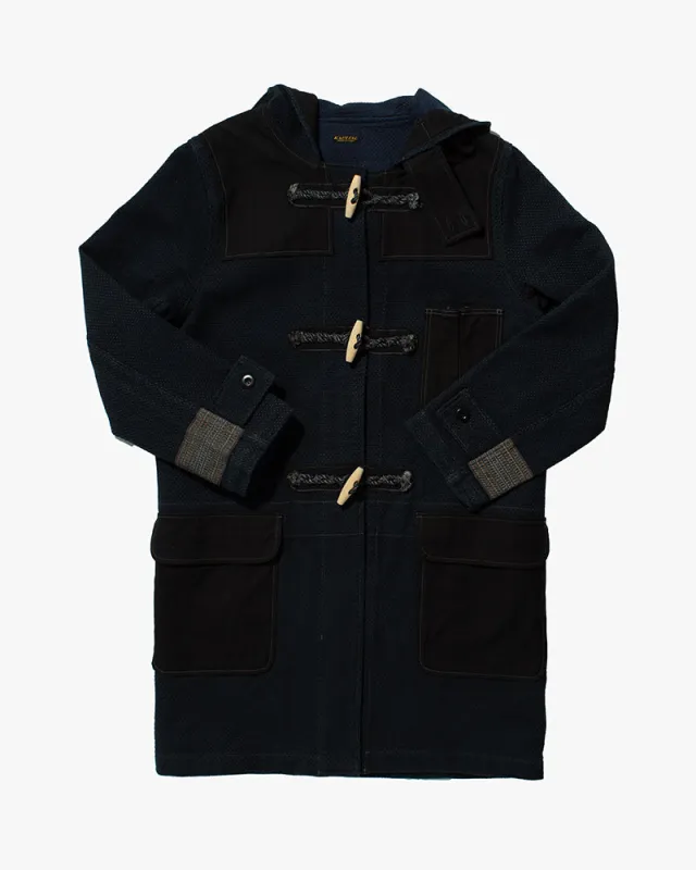 Japanese Repro Duffle Coat, Kapital, Indigo and Black - S sold by Kiriko