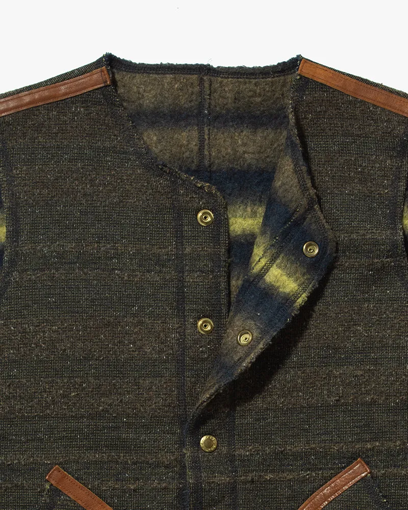 Japanese Repro Vest, Kapital, Striped with Leather Accents - S sold by Kiriko product image thumbnail 4