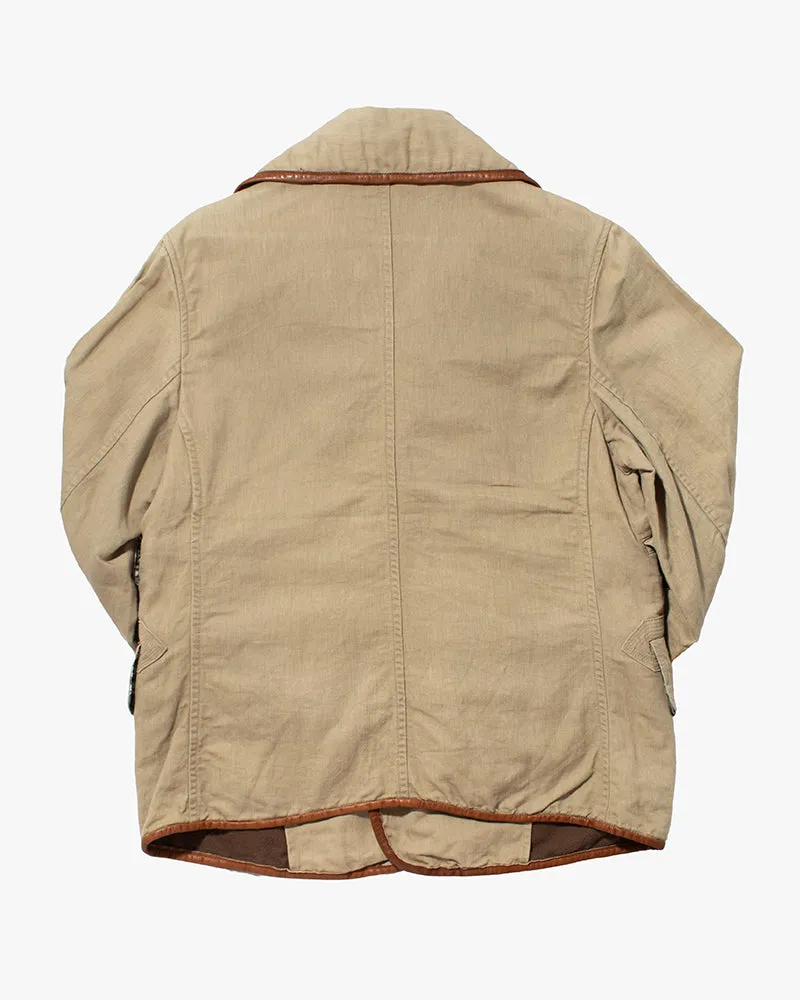 Japanese Repro Pea Coat, L, Kapital, Beige with Leather Accents sold by Kiriko product image thumbnail 4