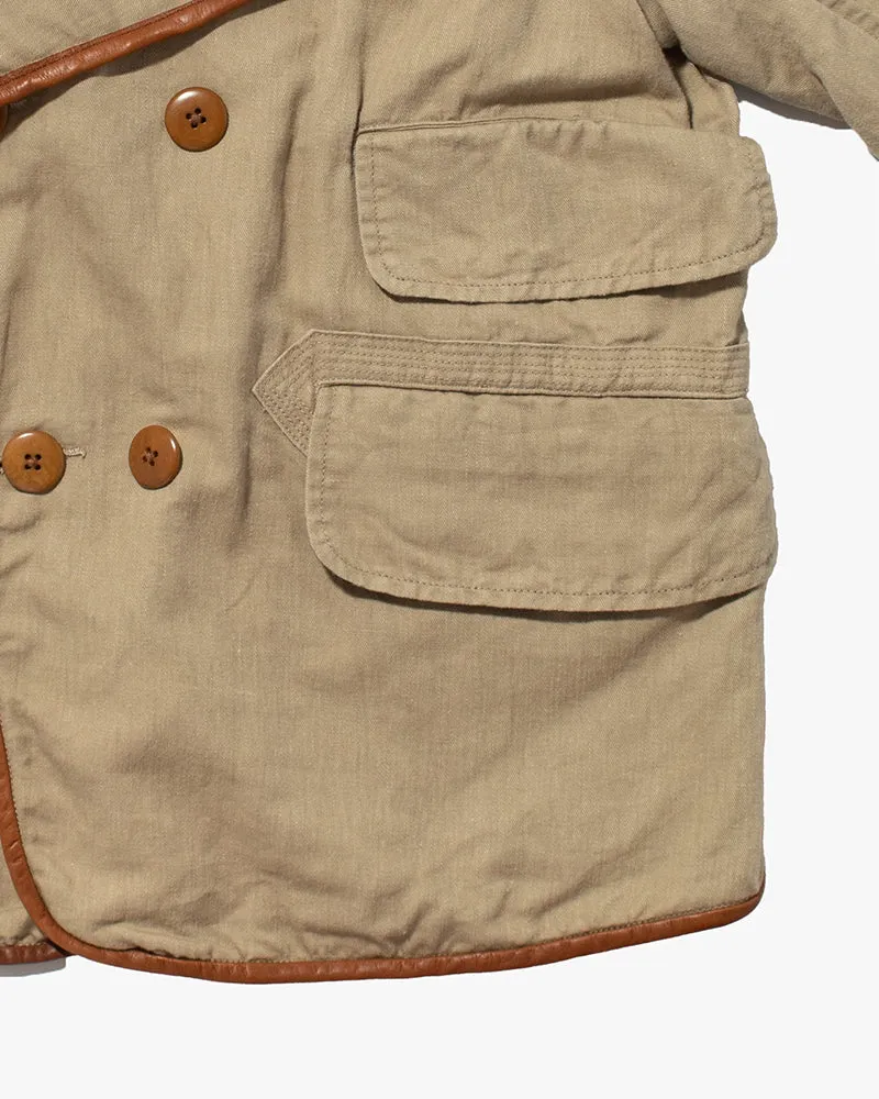 Japanese Repro Pea Coat, L, Kapital, Beige with Leather Accents sold by Kiriko product image thumbnail 3